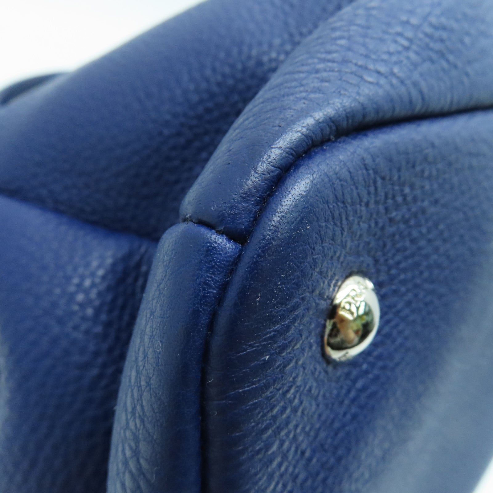 PRADA 【激減優惠】牛皮皮革2 Way Shoulder銀扣手挽肩背兩用袋藍色