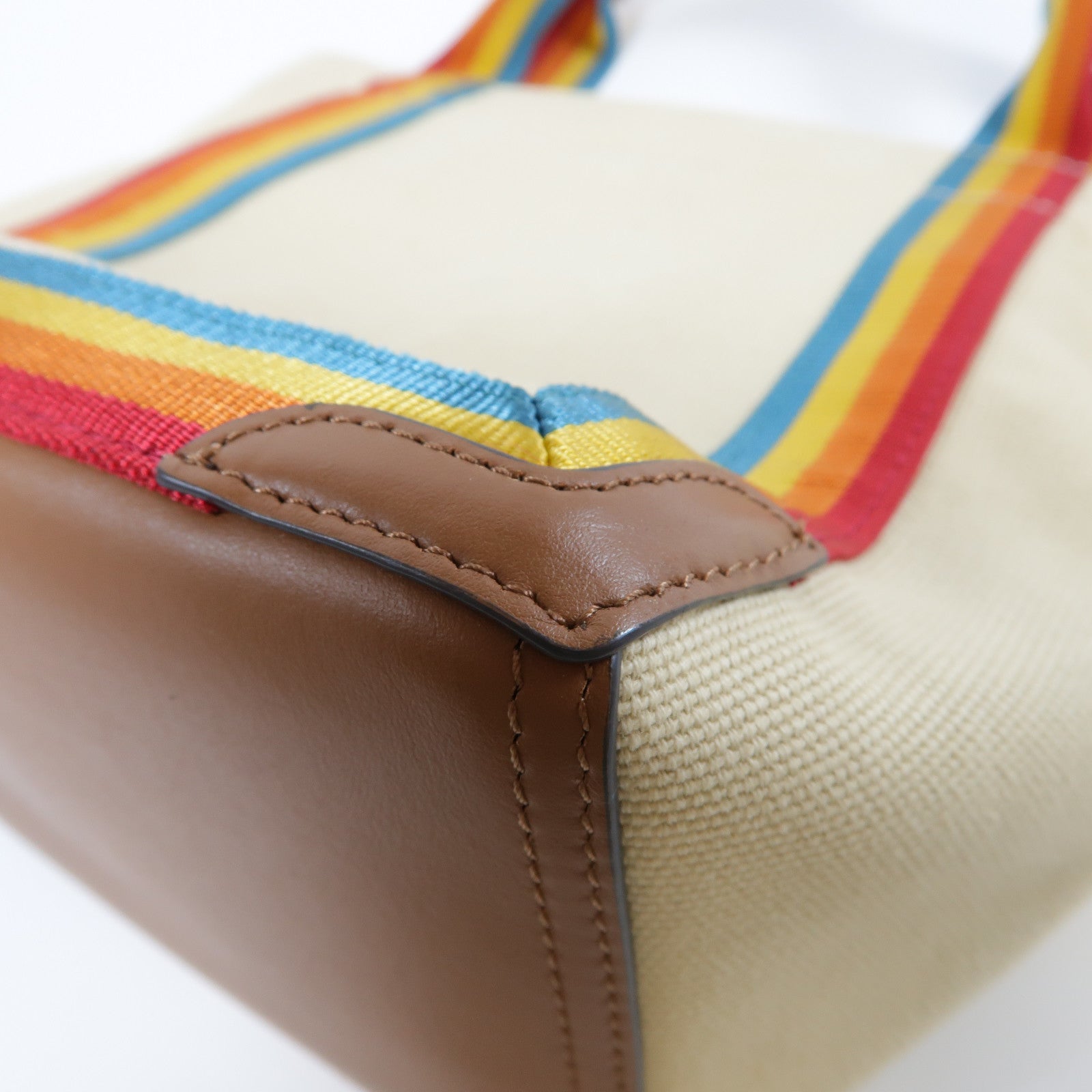 Anya Hindmarch 帆布Handbag金扣手挽袋米色/彩色