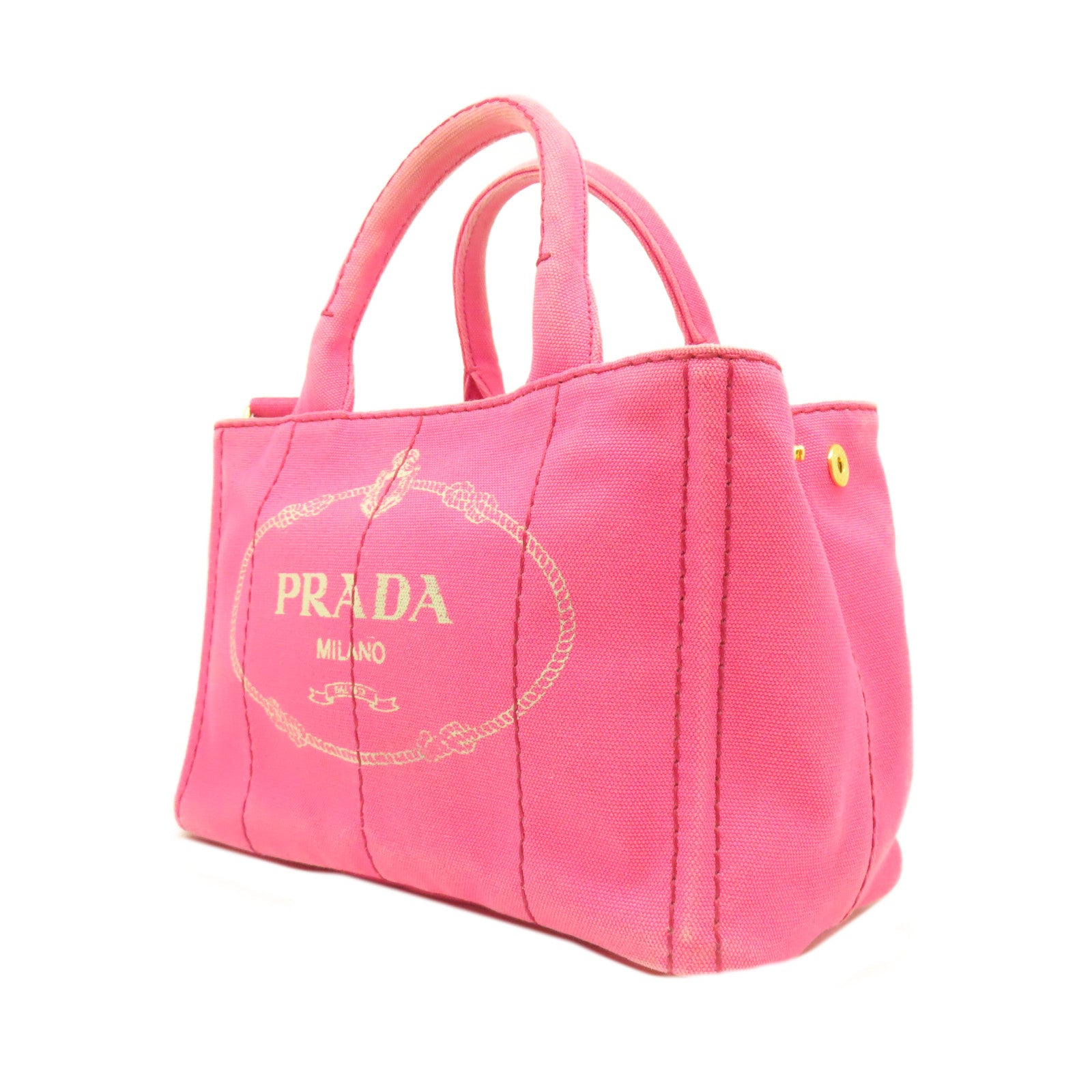 PRADA 帆布2 Way Shoulder金扣手挽肩背兩用袋粉紅色