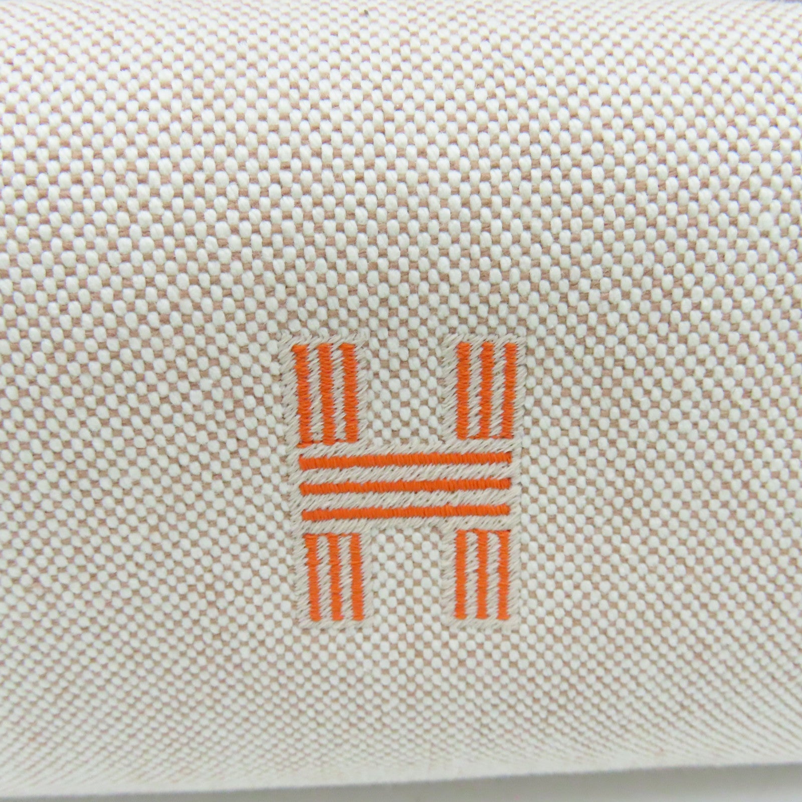 HERMES 帆布Bride-A-Bac Case Hand Bag銀扣手挽袋米色/橙色