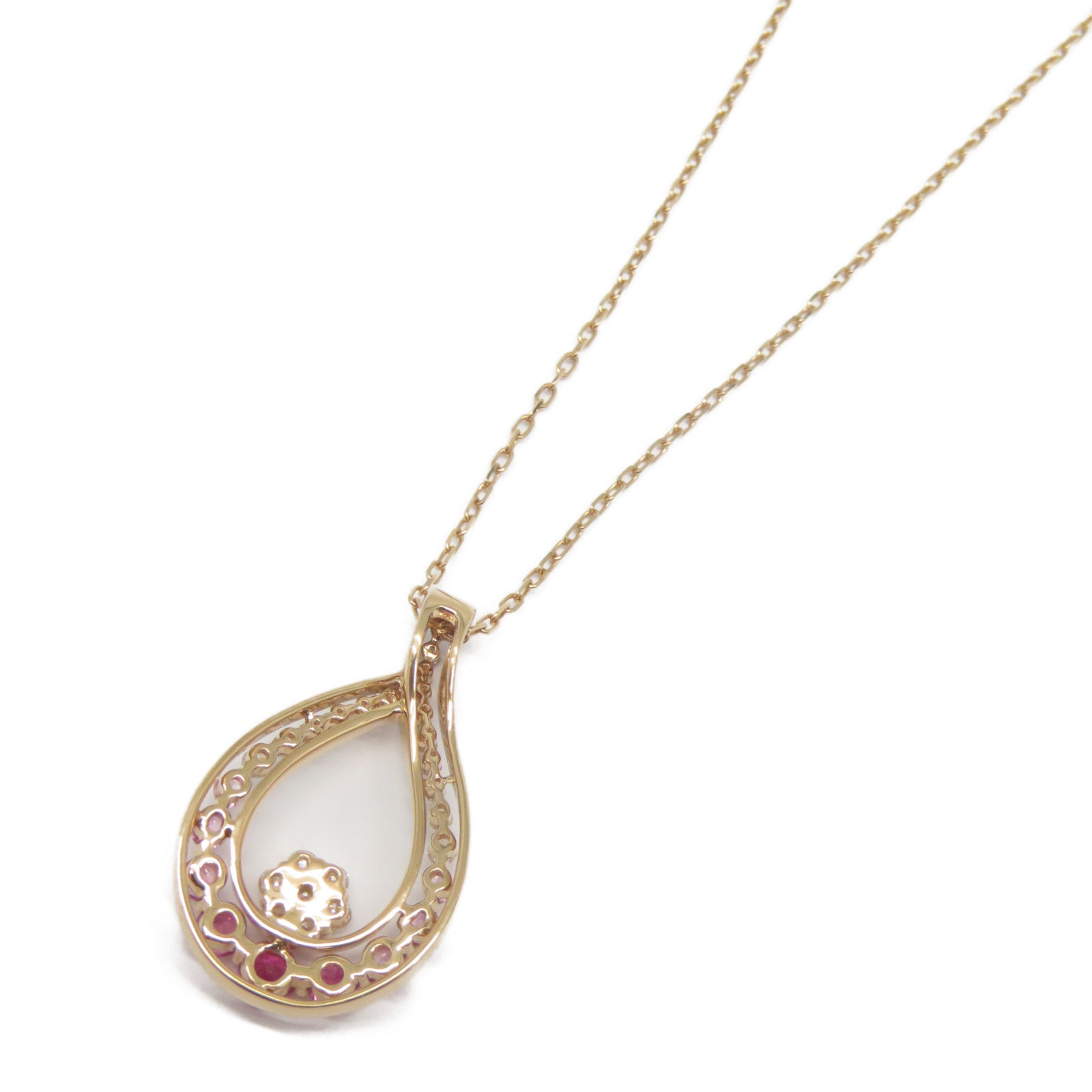 JEWELRY 18K玫瑰金Pink Sapphire Diamond Necklace 0.59ct粉紅色藍寶石/0.280ct鑽石項鍊