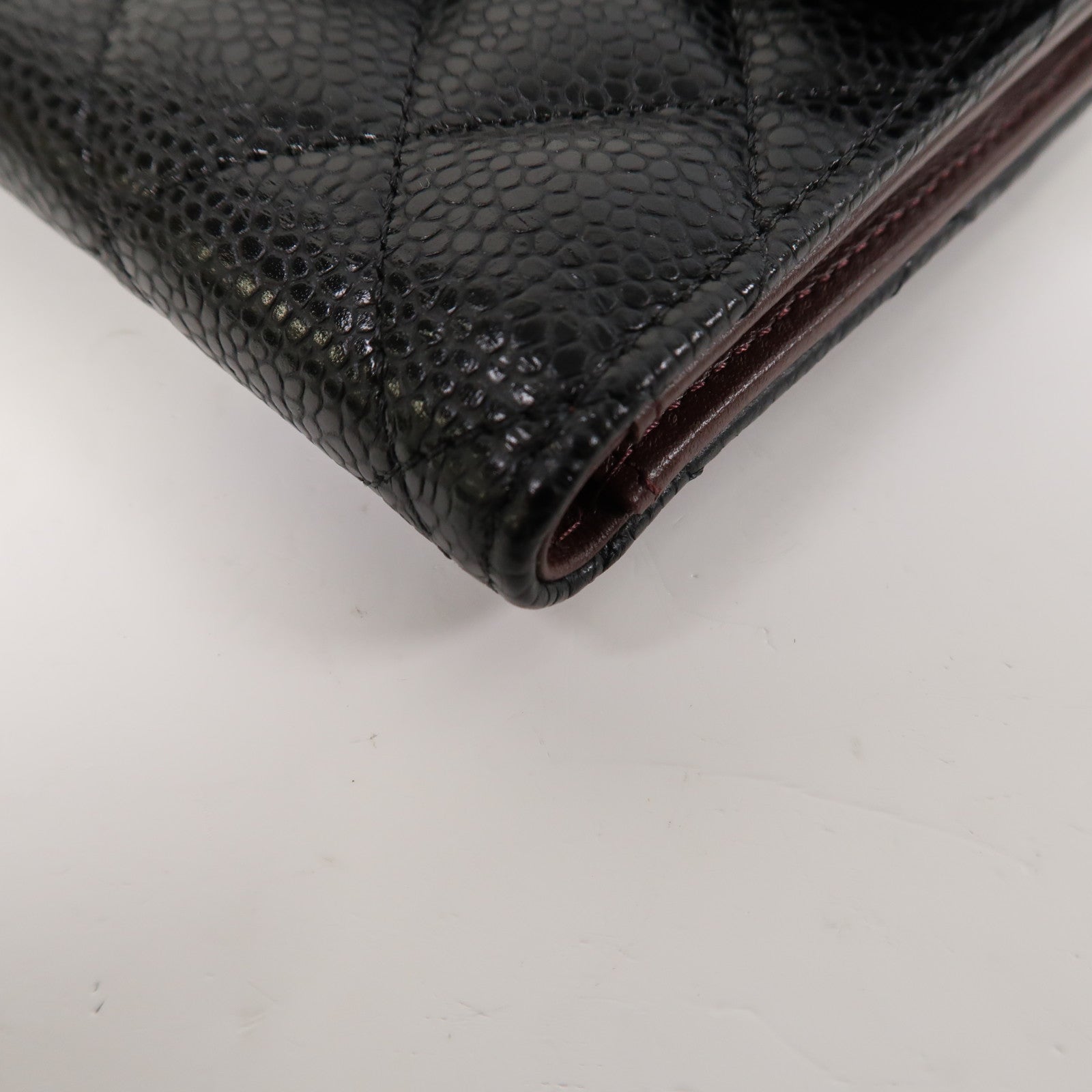 CHANEL 菱格Caviar皮革Classic Wallet金扣錢包黑色