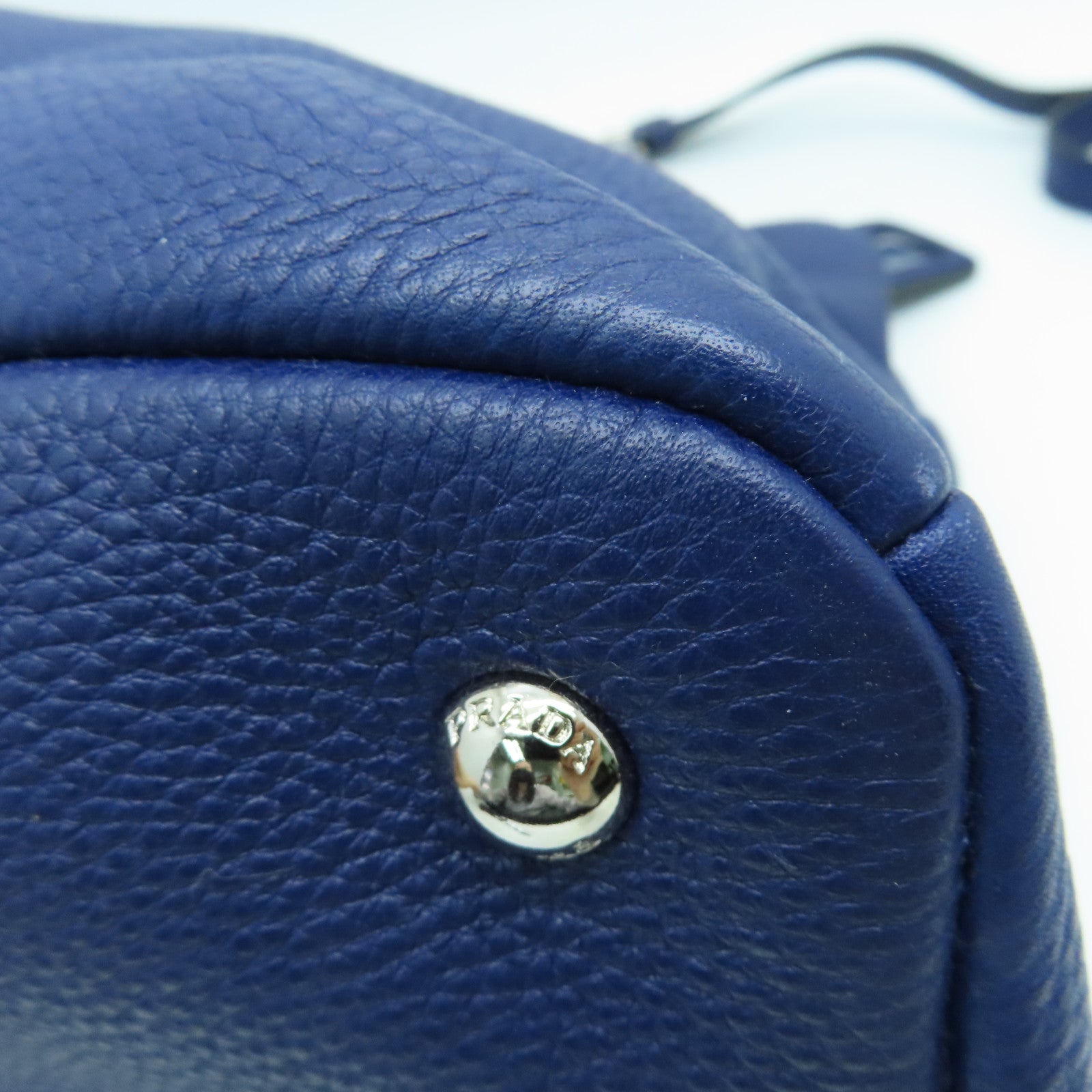 PRADA 【激減優惠】牛皮皮革2 Way Shoulder銀扣手挽肩背兩用袋藍色