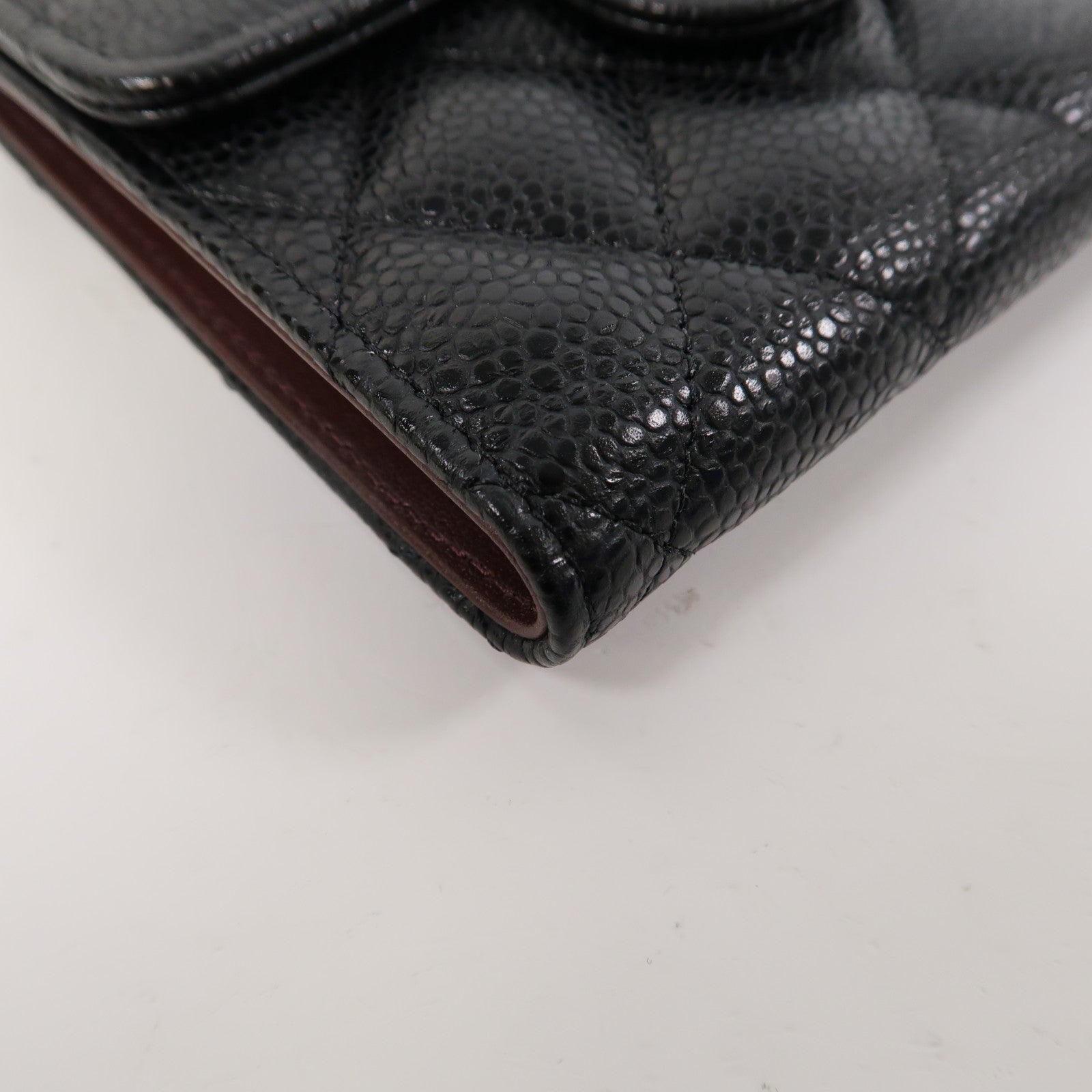 CHANEL 菱格Caviar皮革Classic Wallet金扣錢包黑色