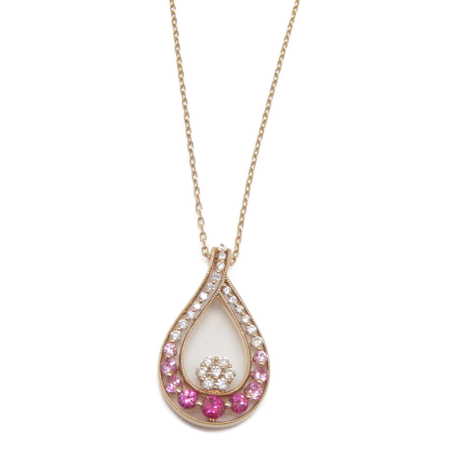 JEWELRY 18K玫瑰金Pink Sapphire Diamond Necklace 0.59ct粉紅色藍寶石/0.280ct鑽石項鍊