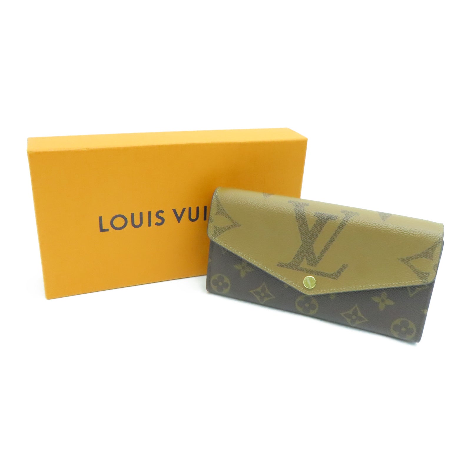 LOUIS VUITTON Monogram Sarah Gold Buckle Long Wallet Brown