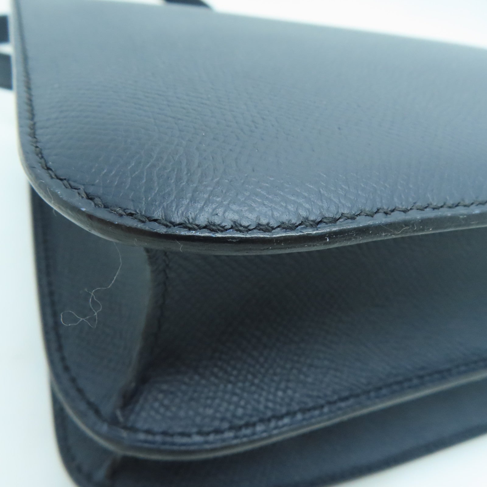 HERMES 【激减优惠】Epsom皮革Constance 24银扣链带肩背袋蓝色