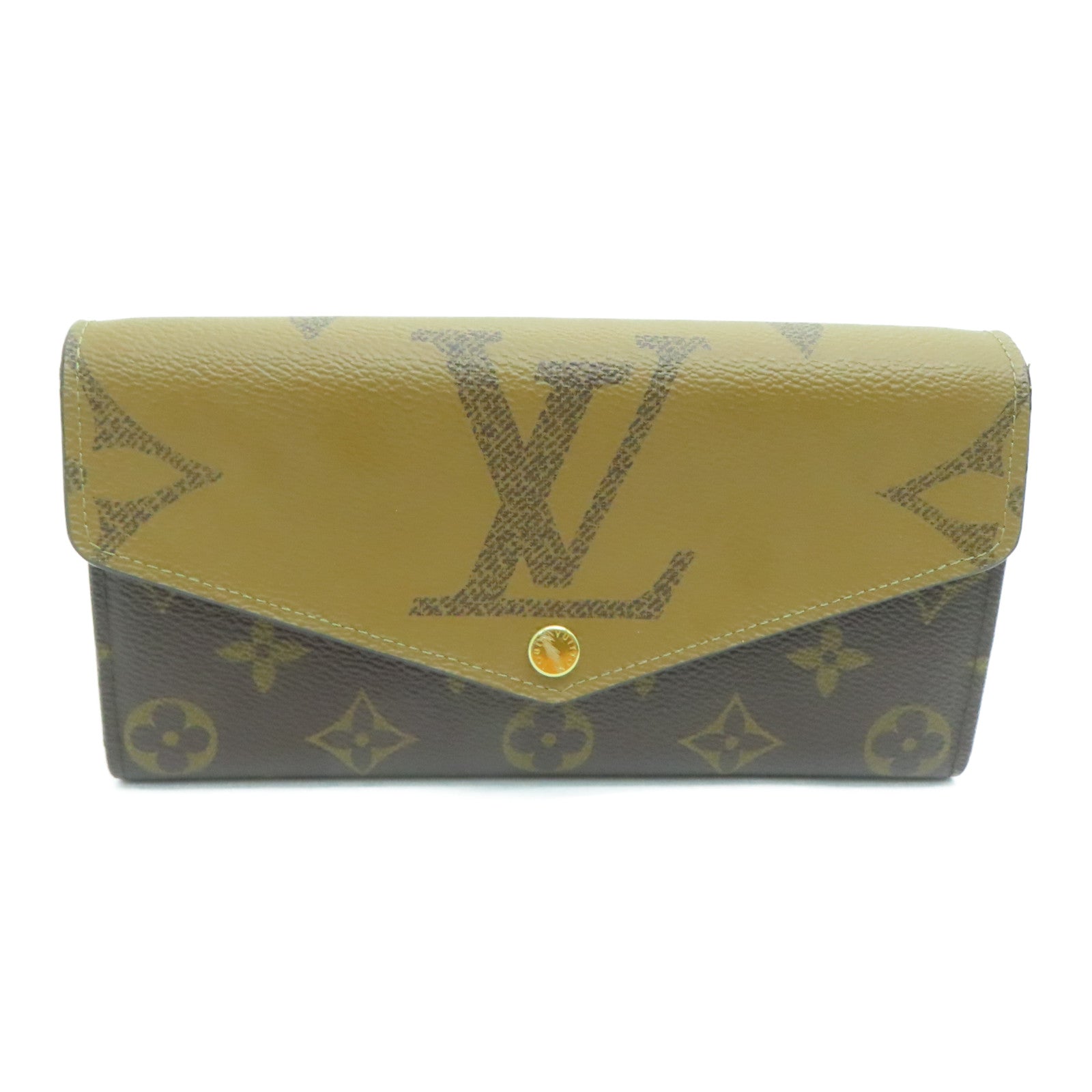 LOUIS VUITTON Monogram Sarah Gold Buckle Long Wallet Brown