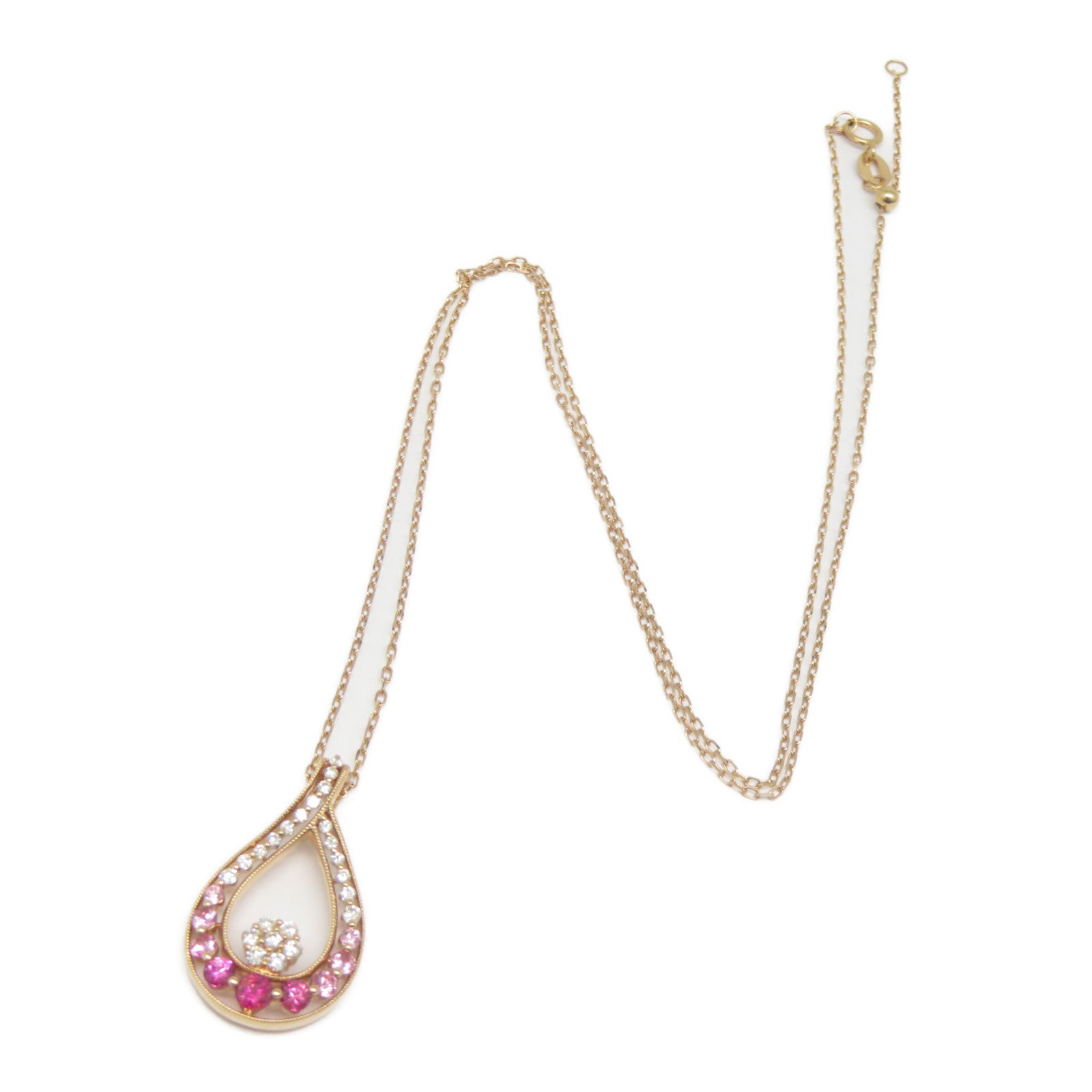 JEWELRY 18K玫瑰金Pink Sapphire Diamond Necklace 0.59ct粉紅色藍寶石/0.280ct鑽石項鍊