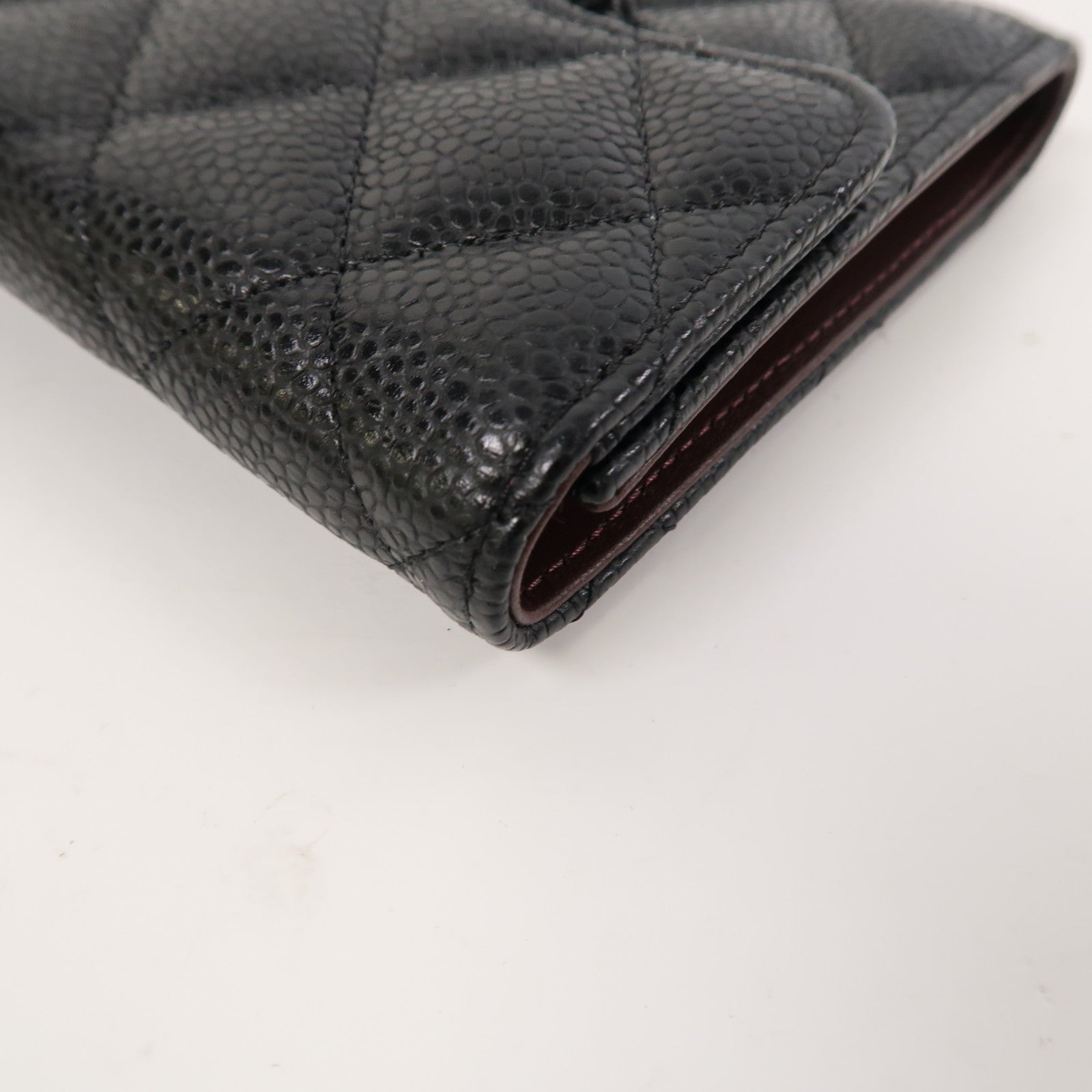 CHANEL 菱格Caviar皮革Classic Wallet金扣錢包黑色
