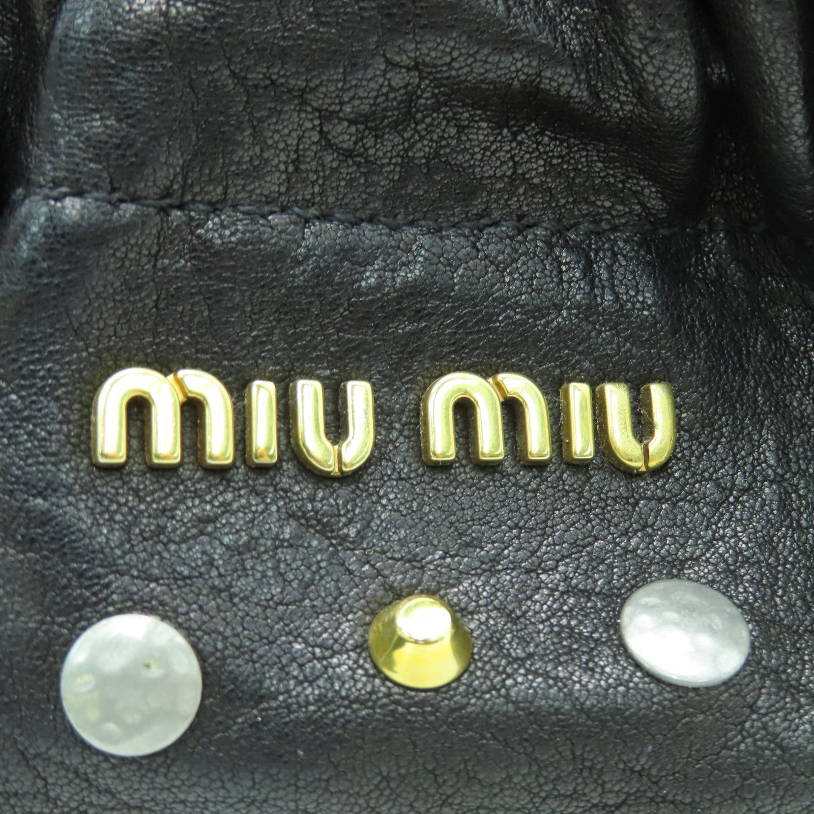 Miu Miu 【激減優惠】牛皮皮革2way Shoulder Bag金扣手挽肩背兩用袋黑色