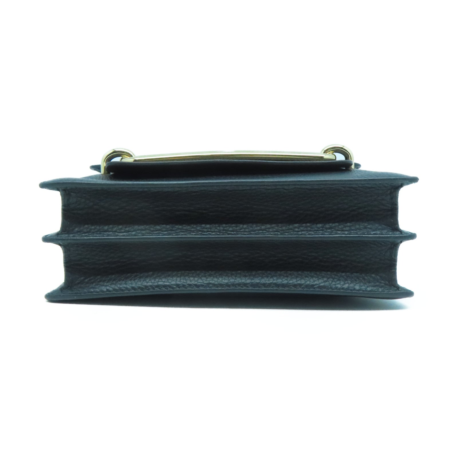 HERMES Clemence皮革Roulis 23金扣肩背袋黑色