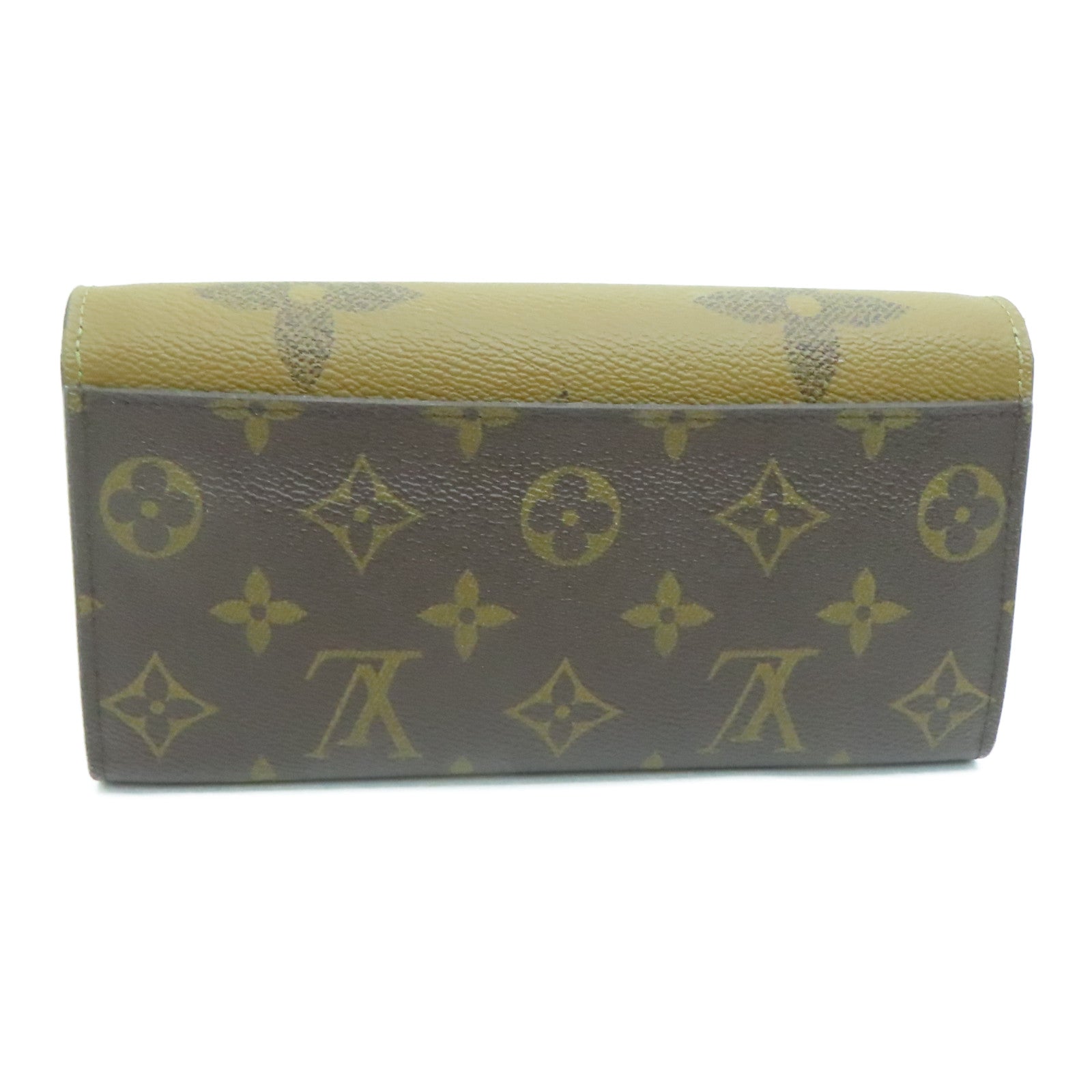LOUIS VUITTON Monogram Sarah Gold Buckle Long Wallet Brown