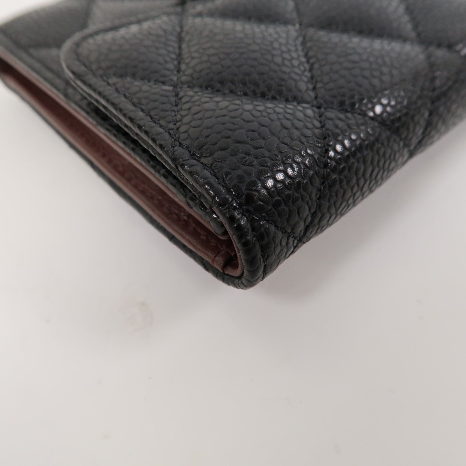 CHANEL 菱格Caviar皮革Classic Wallet金扣錢包黑色