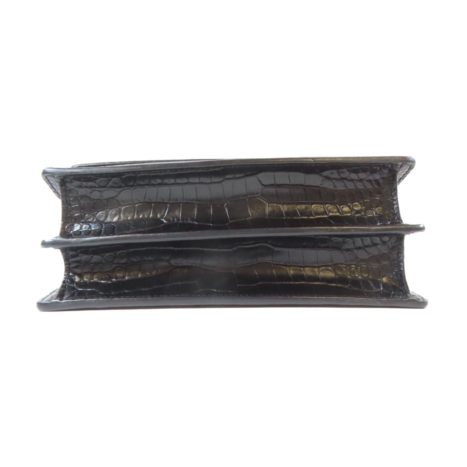 SAINT LAURENT 牛皮皮革Shoulder Bag銀扣鏈帶肩背袋黑色