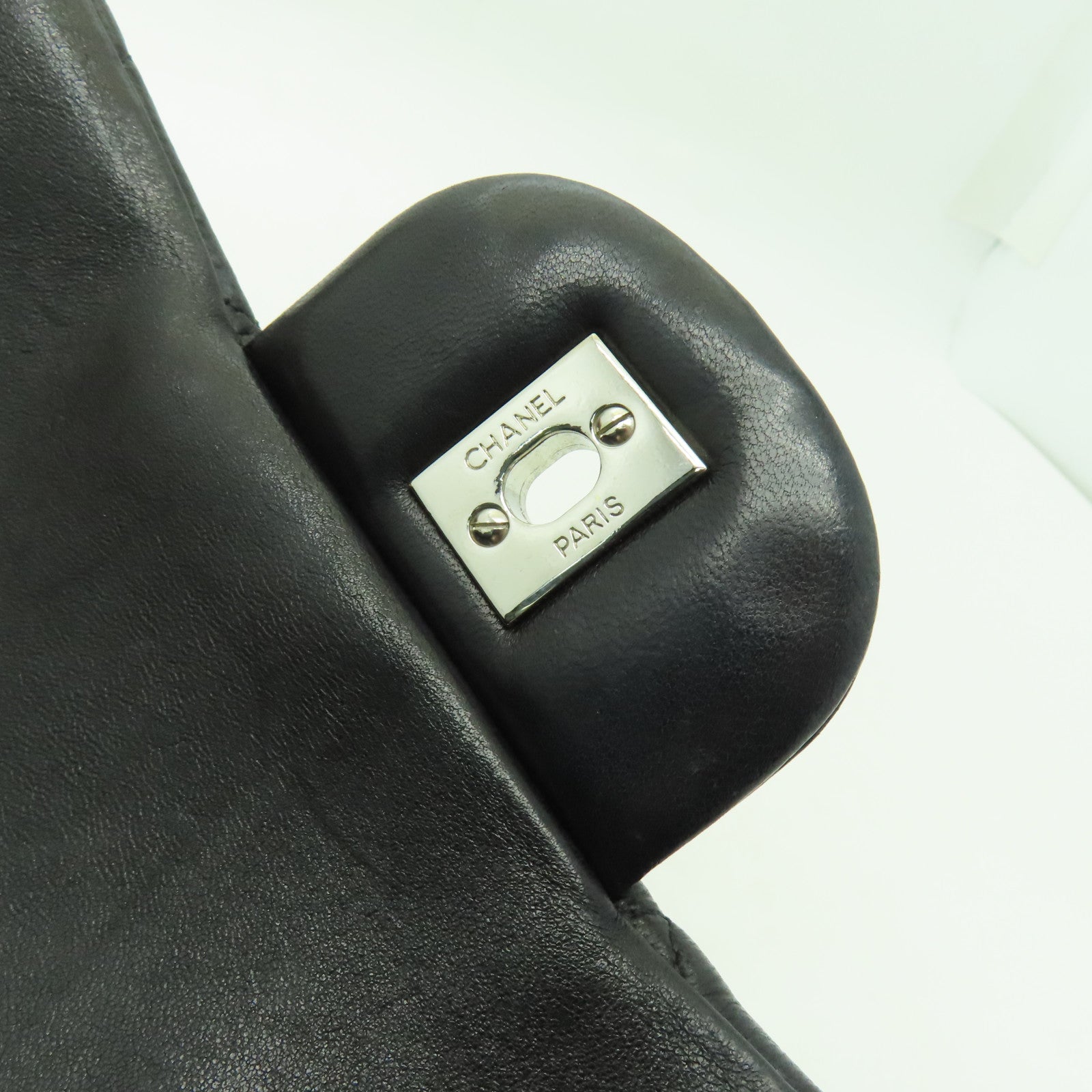 CHANEL 【激減優惠】菱格羊皮皮革Chain Shoulder銀扣鏈帶肩背袋黑色
