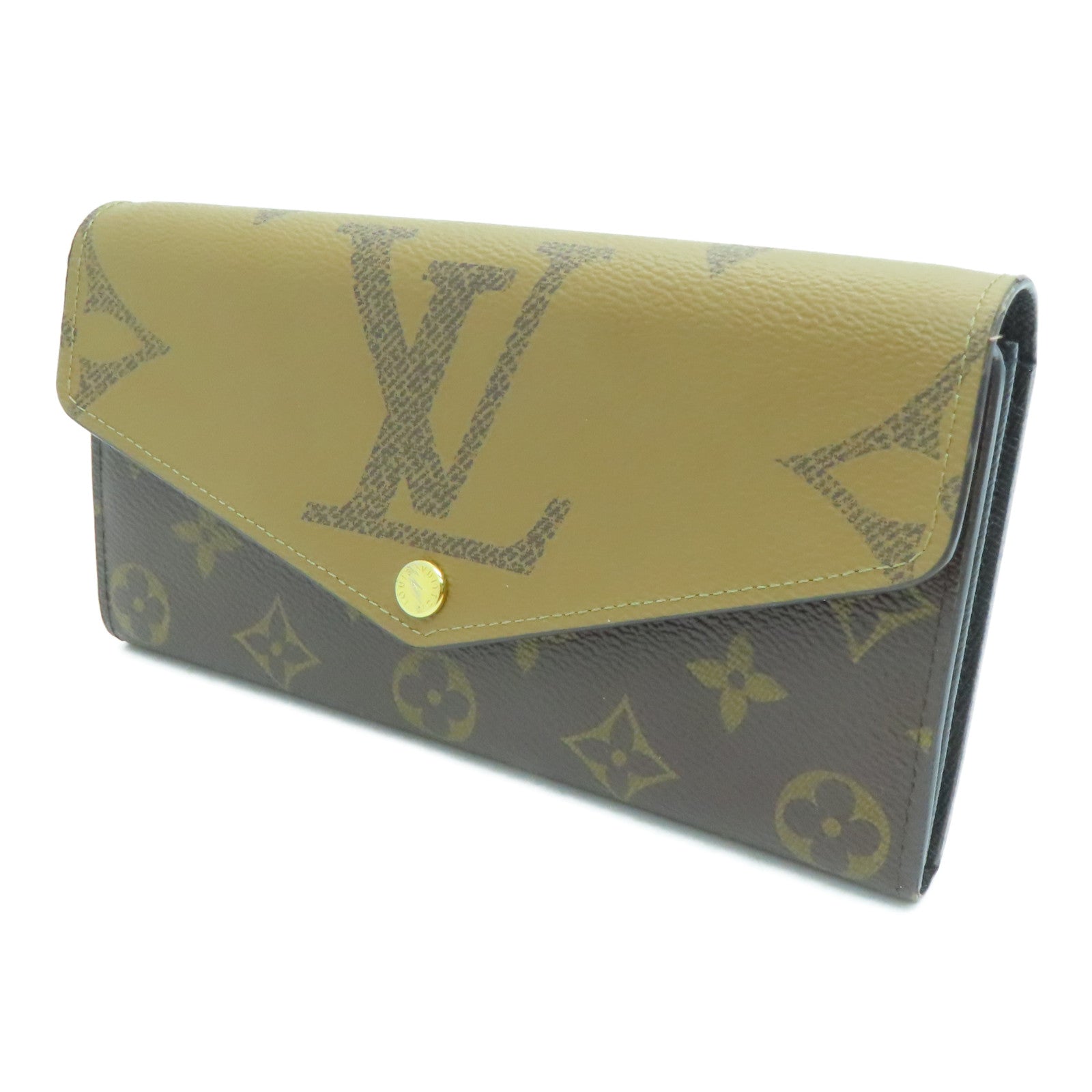 LOUIS VUITTON Monogram Sarah Gold Buckle Long Wallet Brown