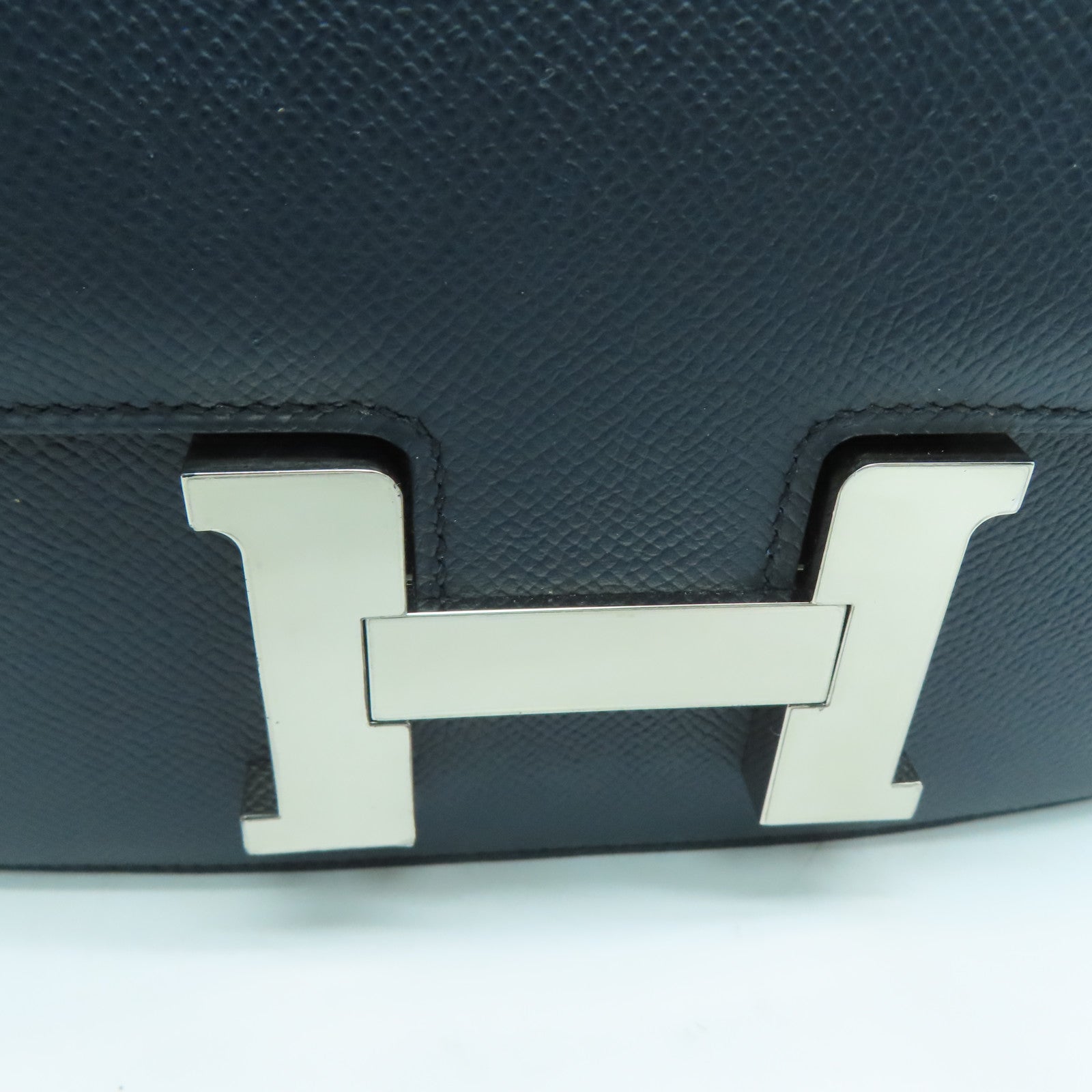 HERMES 【激减优惠】Epsom皮革Constance 24银扣链带肩背袋蓝色