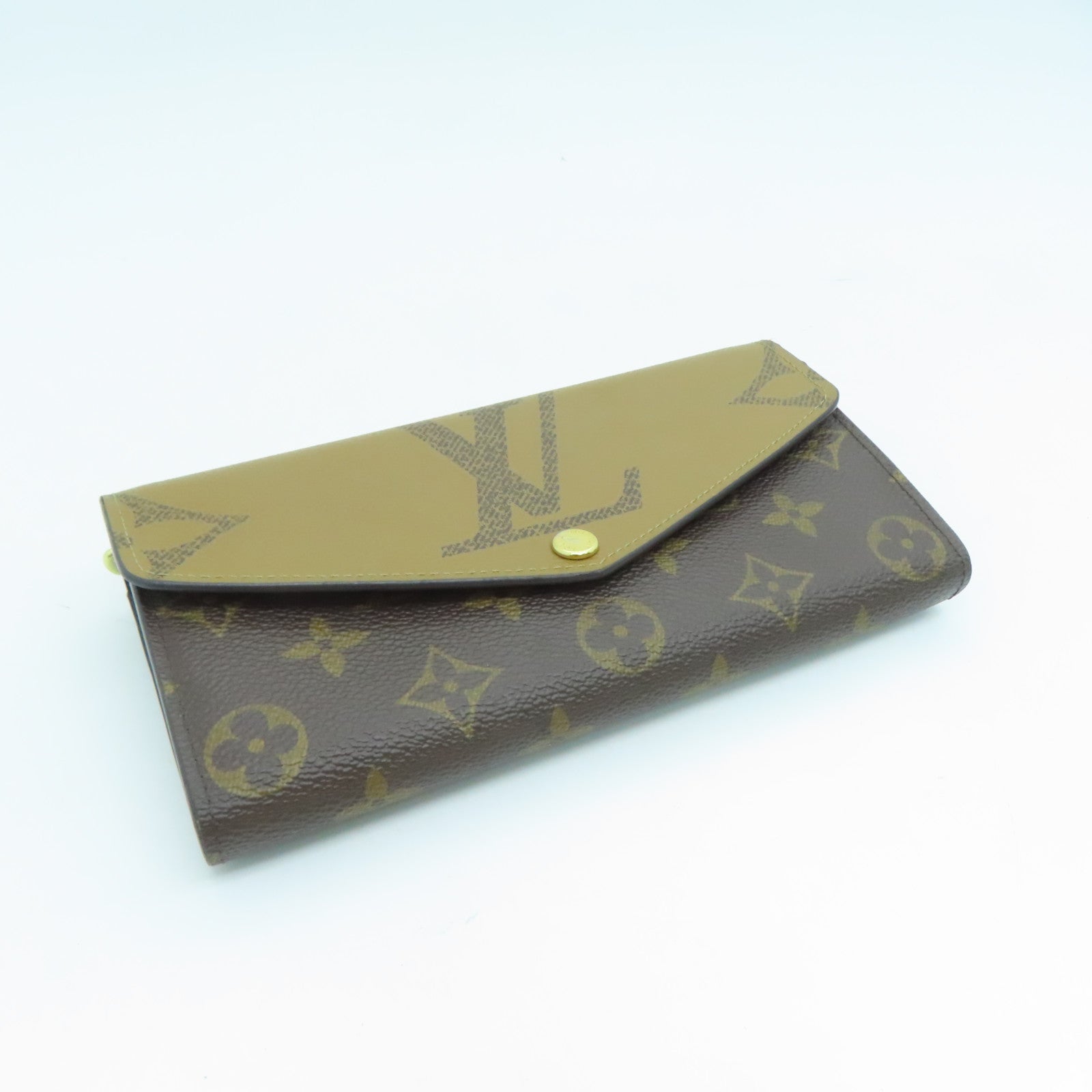 LOUIS VUITTON Monogram Sarah Gold Buckle Long Wallet Brown