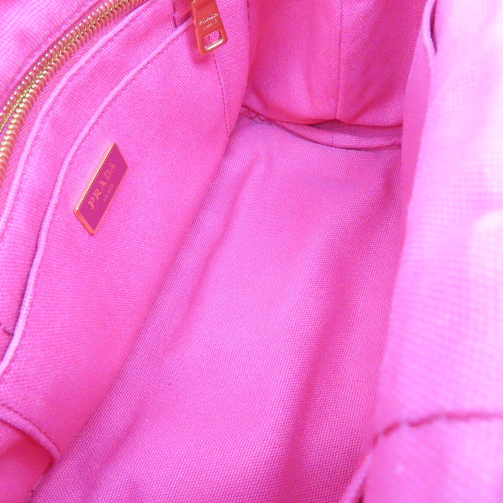 PRADA 帆布2 Way Shoulder金扣手挽肩背兩用袋粉紅色
