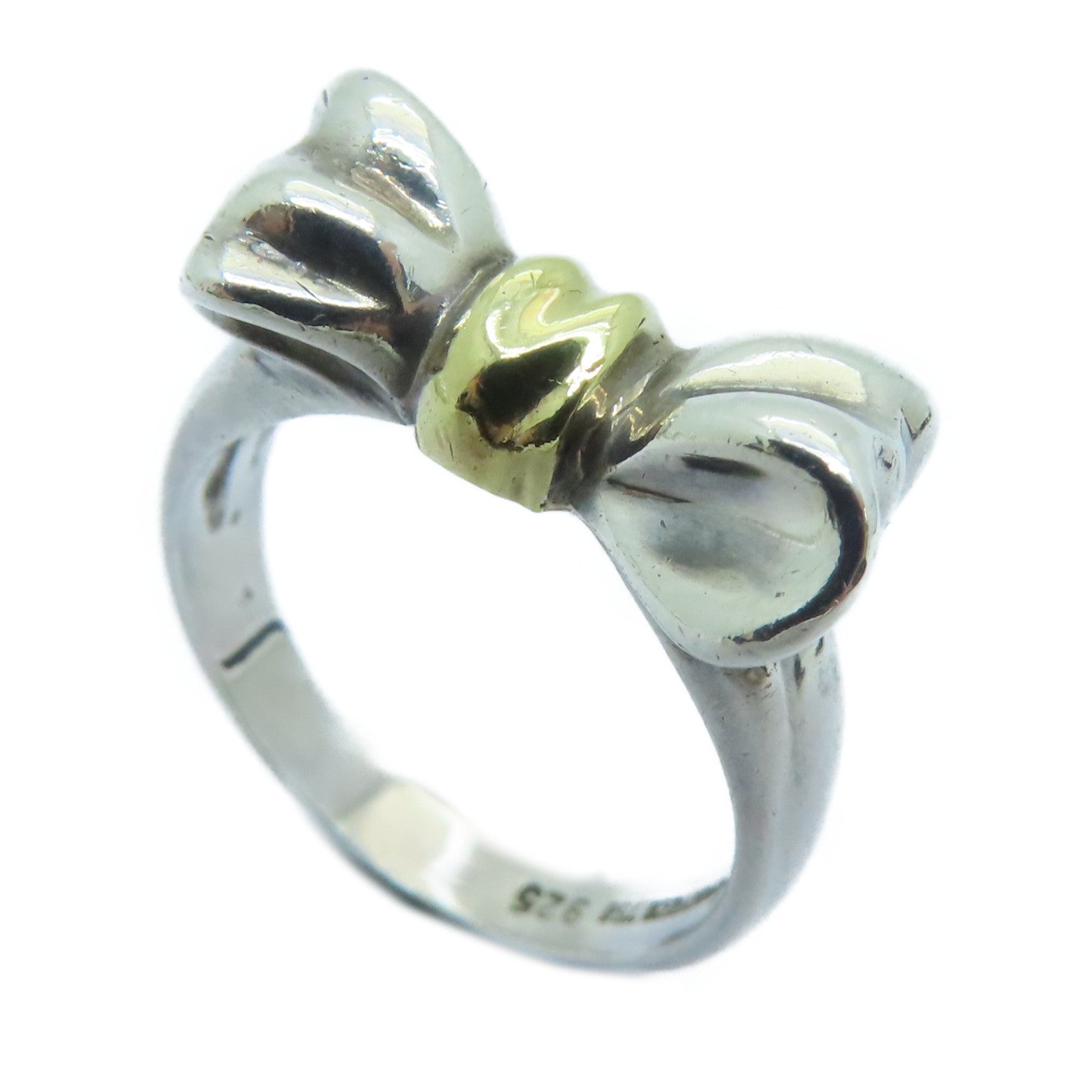 TIFFANY＆CO 【激減優惠】925純銀/18K黃金Bow Ring戒指US#5