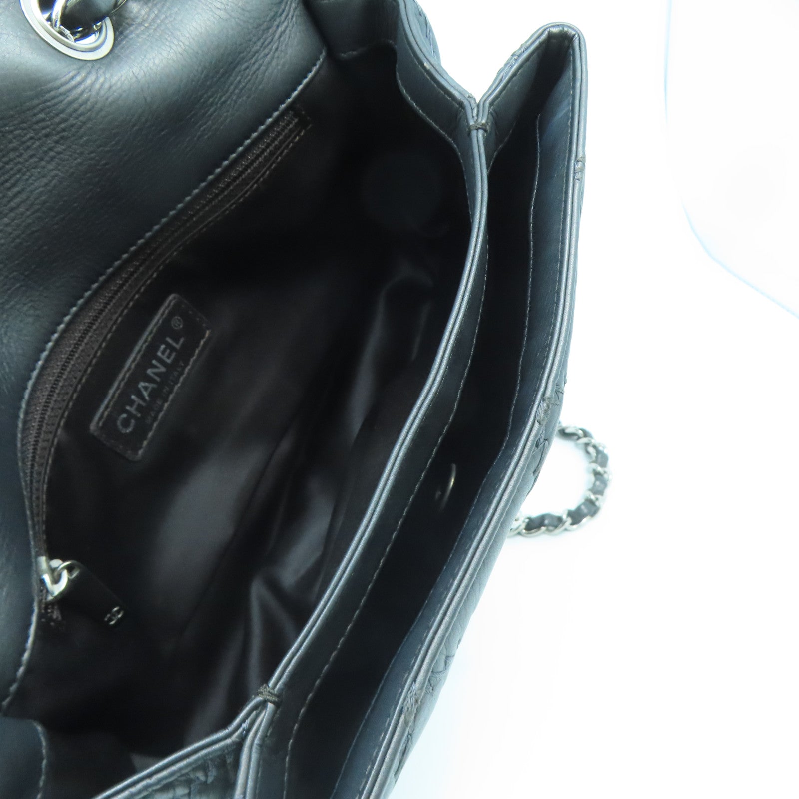 CHANEL rhombic cowhide leather Chain Shoulder silver buckle chain shoulder bag gray