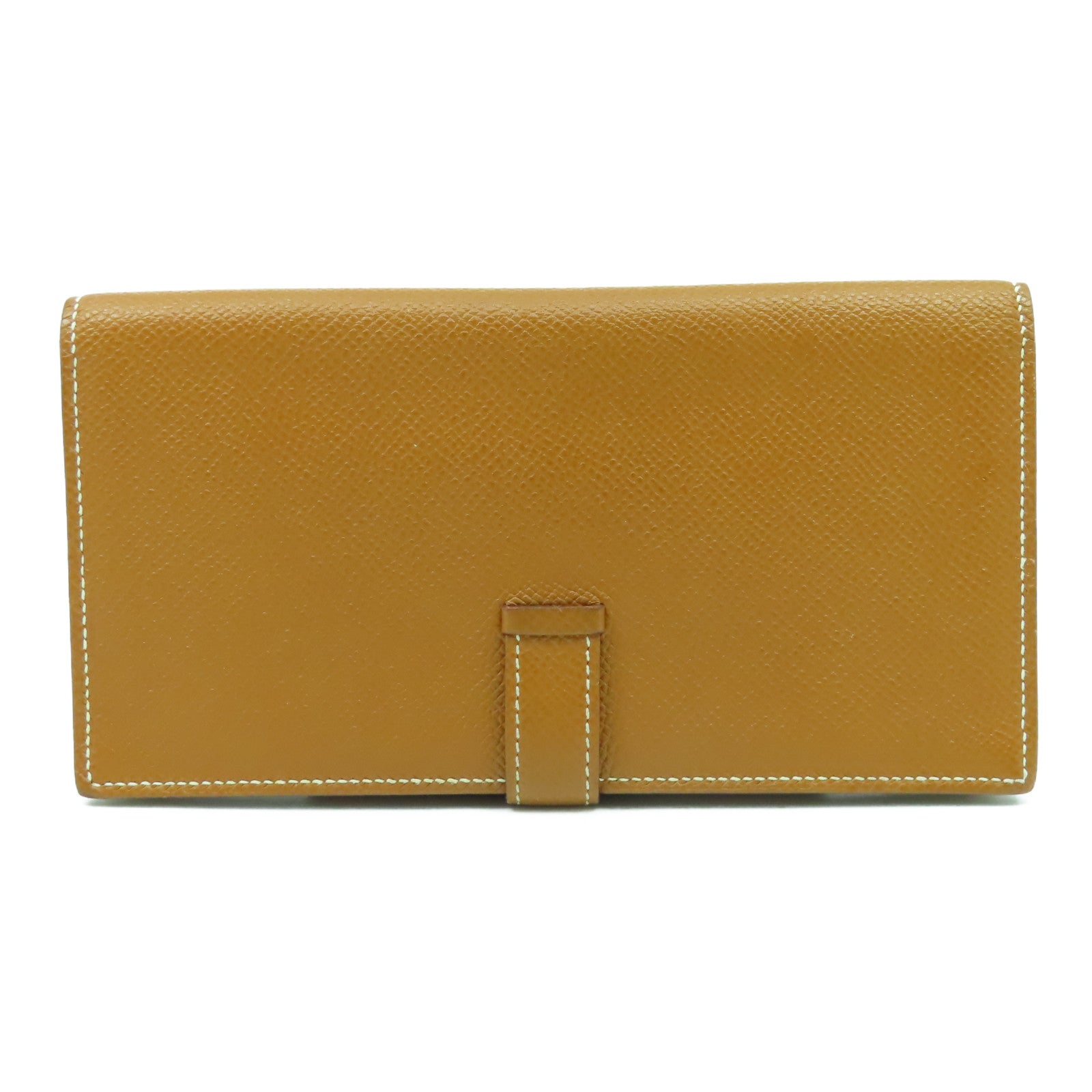 HERMES Epsom皮革Bearn bi-fold銀扣長錢包經典駝色
