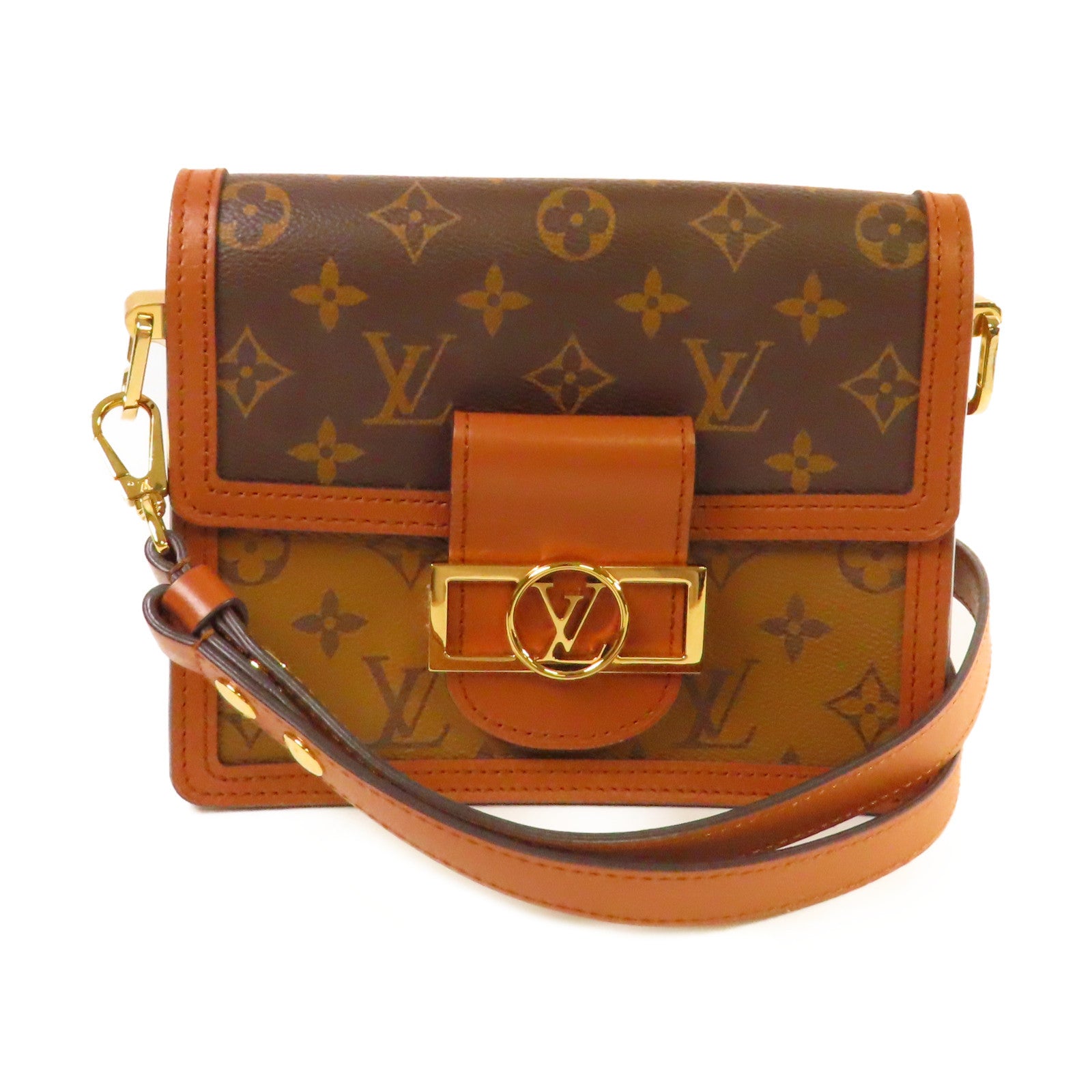 LOUIS VUITTON Monogram Mini Dauphine Shoulder Bag金扣肩背袋啡色