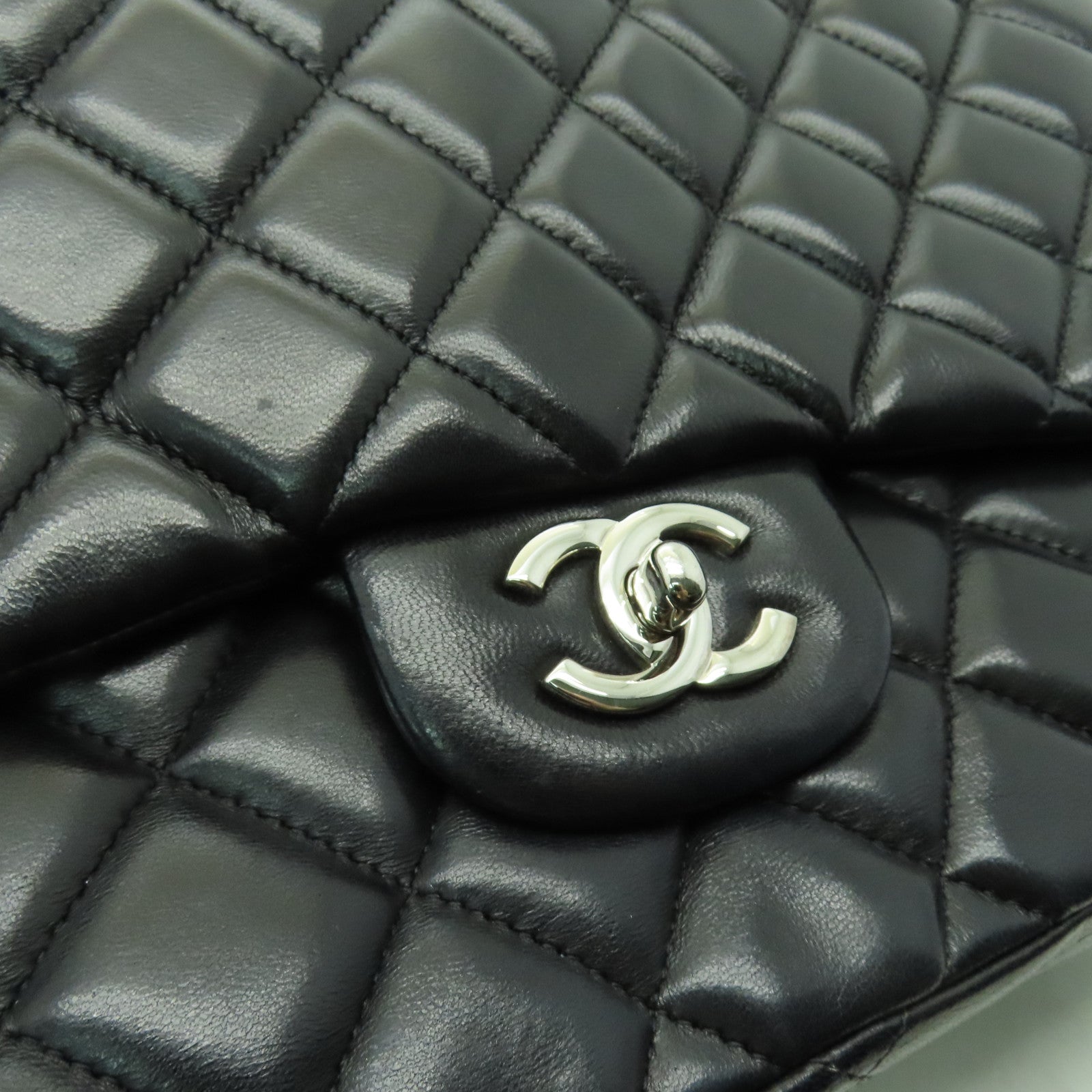 CHANEL 【激減優惠】菱格羊皮皮革Chain Shoulder銀扣鏈帶肩背袋黑色