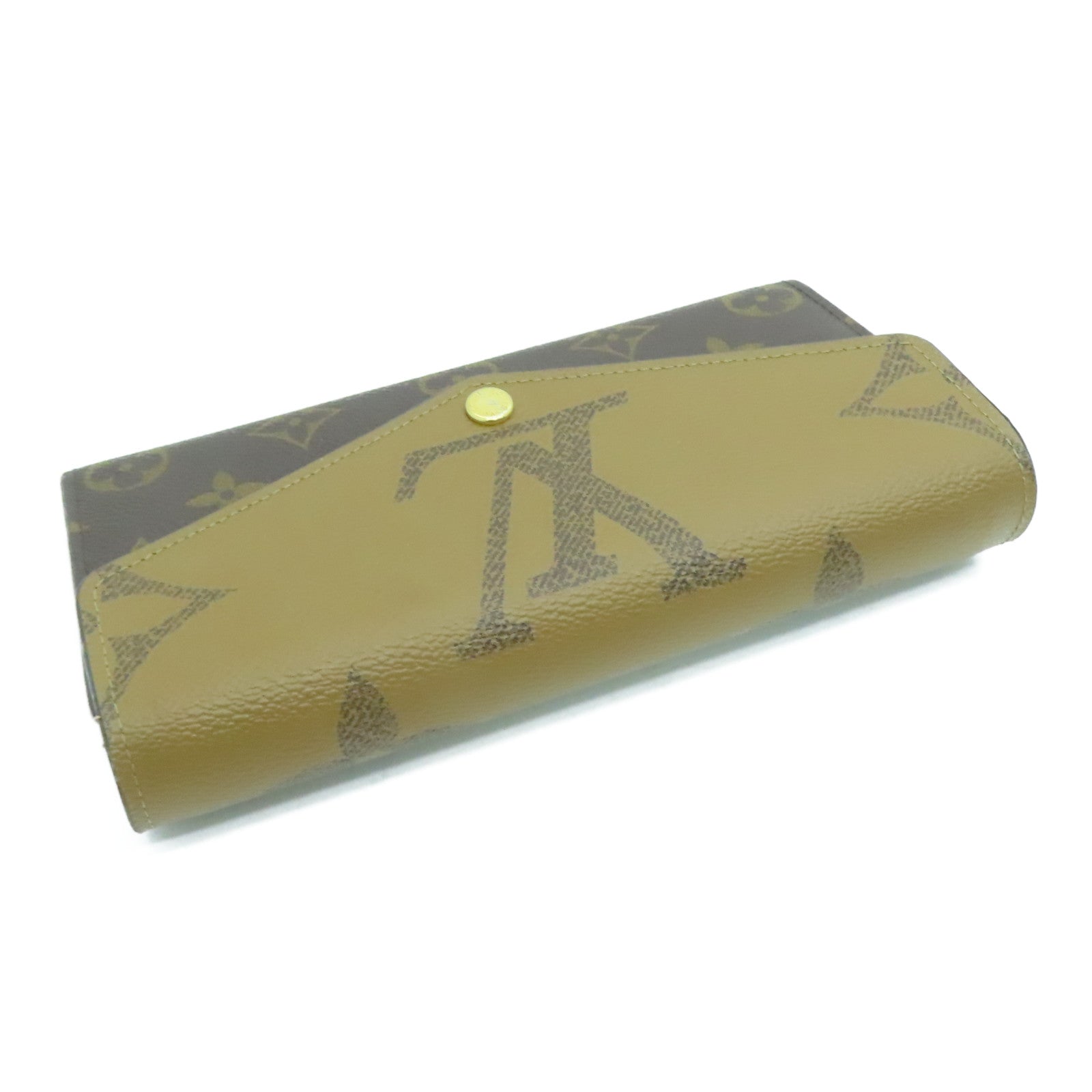 LOUIS VUITTON Monogram Sarah Gold Buckle Long Wallet Brown