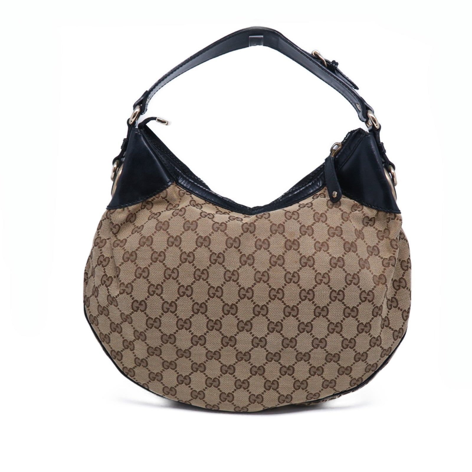 GUCCI 帆布Shoulder Bag金扣肩背袋黑色/啡色