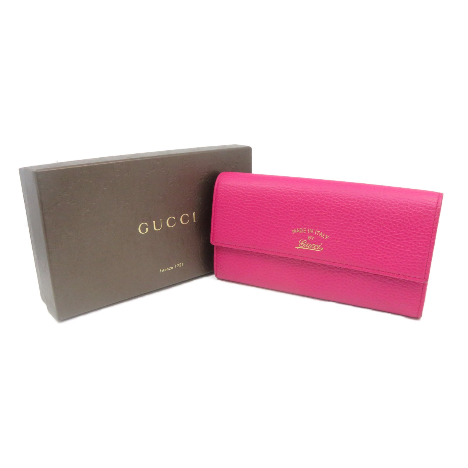 GUCCI [Sharp Discount] Cowhide Leather Wallet Gold Buckle Wallet Pink