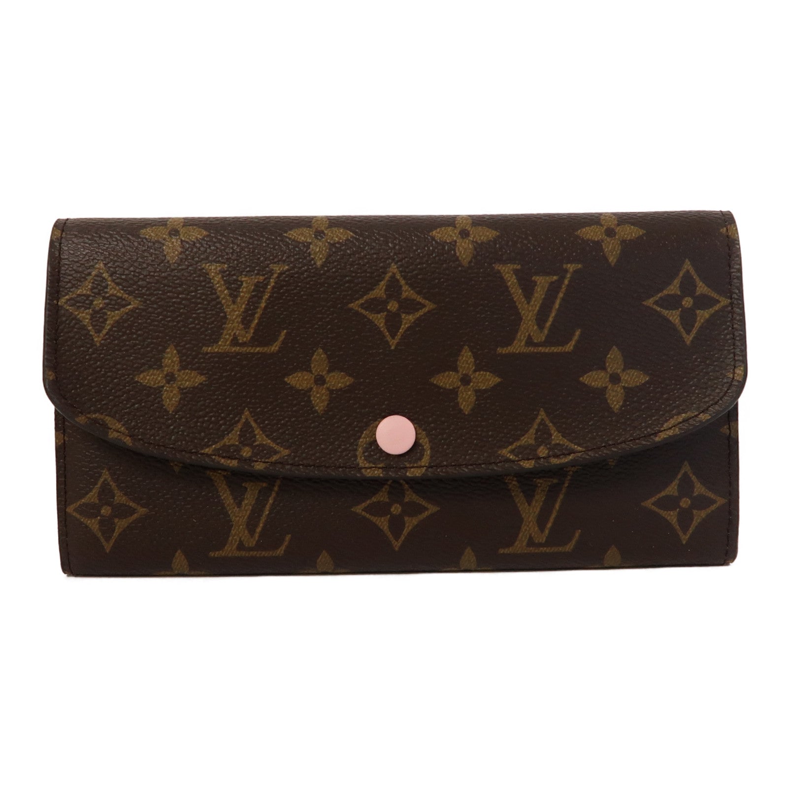 LOUIS VUITTON Monogram Emilie金扣長錢包啡色/粉紅色