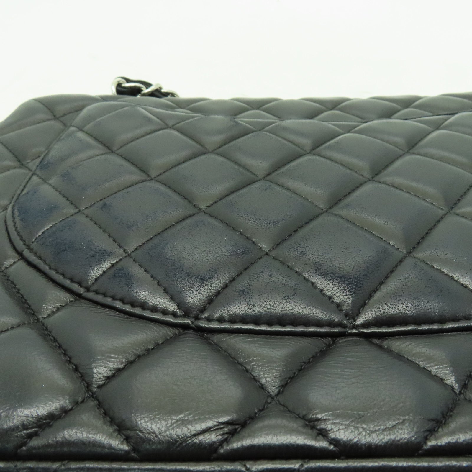 CHANEL 【激減優惠】菱格羊皮皮革Chain Shoulder銀扣鏈帶肩背袋黑色