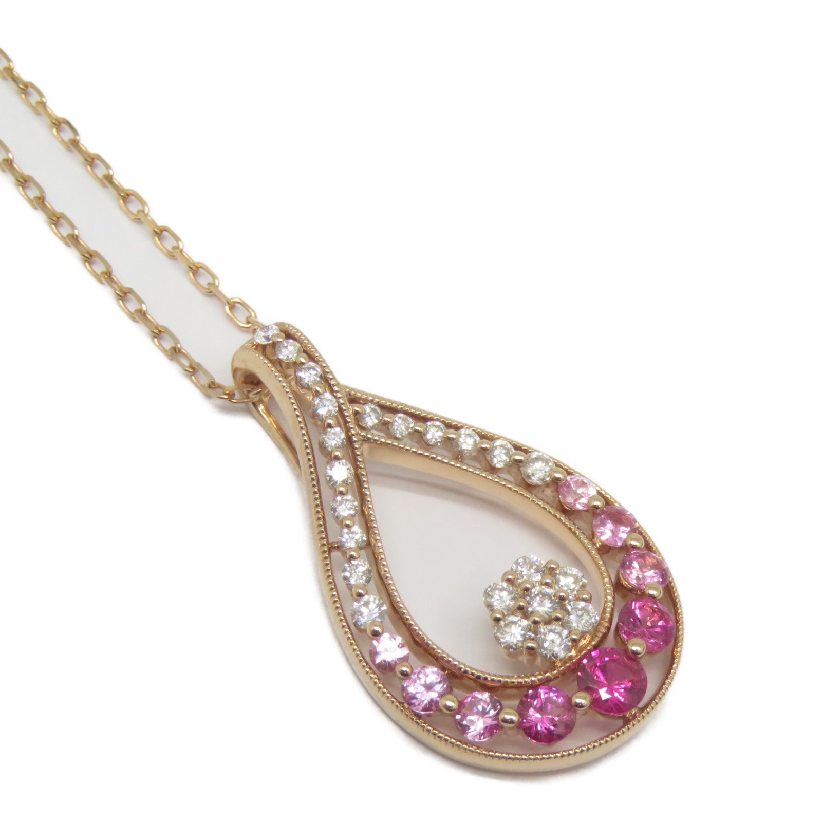 JEWELRY 18K玫瑰金Pink Sapphire Diamond Necklace 0.59ct粉紅色藍寶石/0.280ct鑽石項鍊