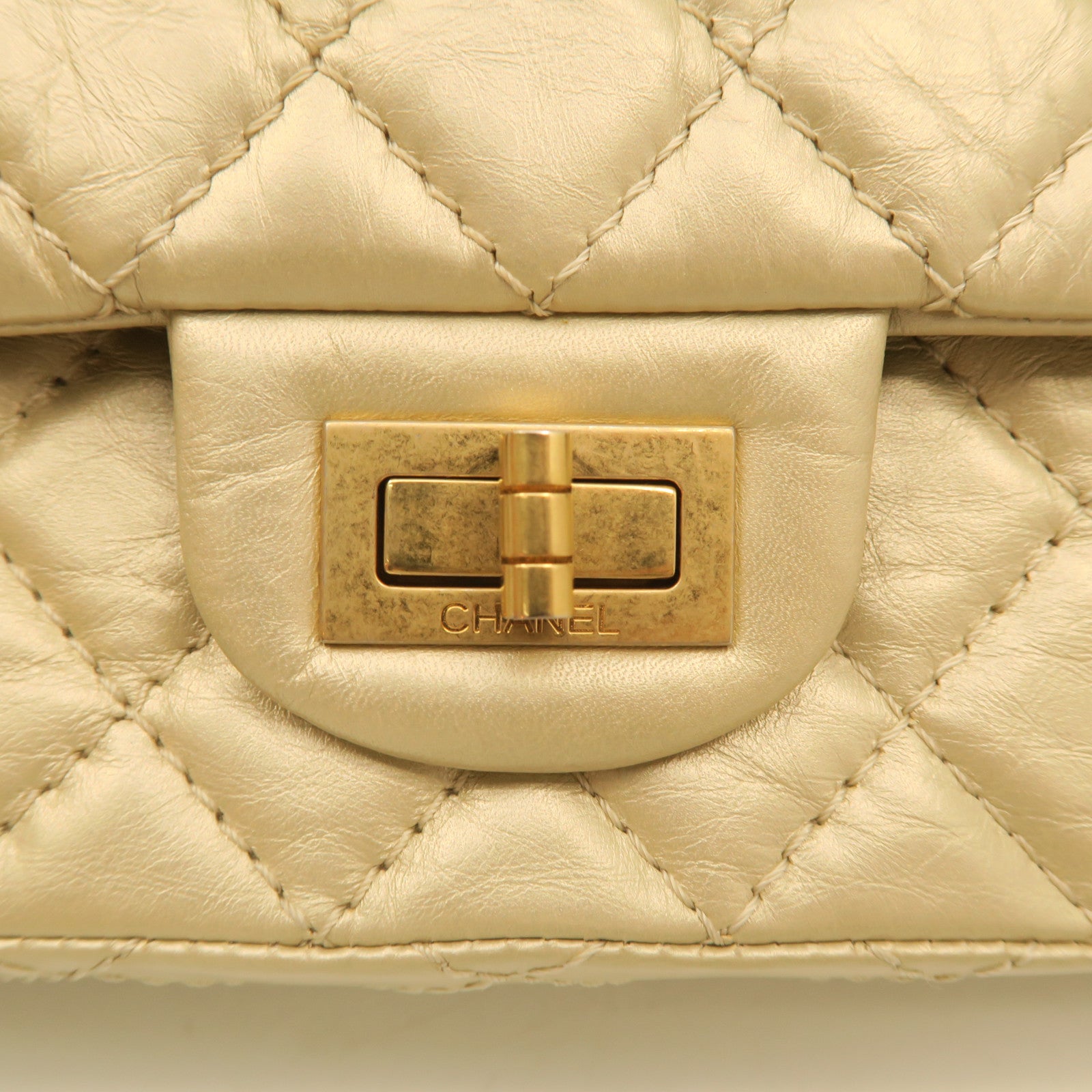 CHANEL rhombic cowhide leather Chain Shoulder gold buckle chain strap shoulder bag gold