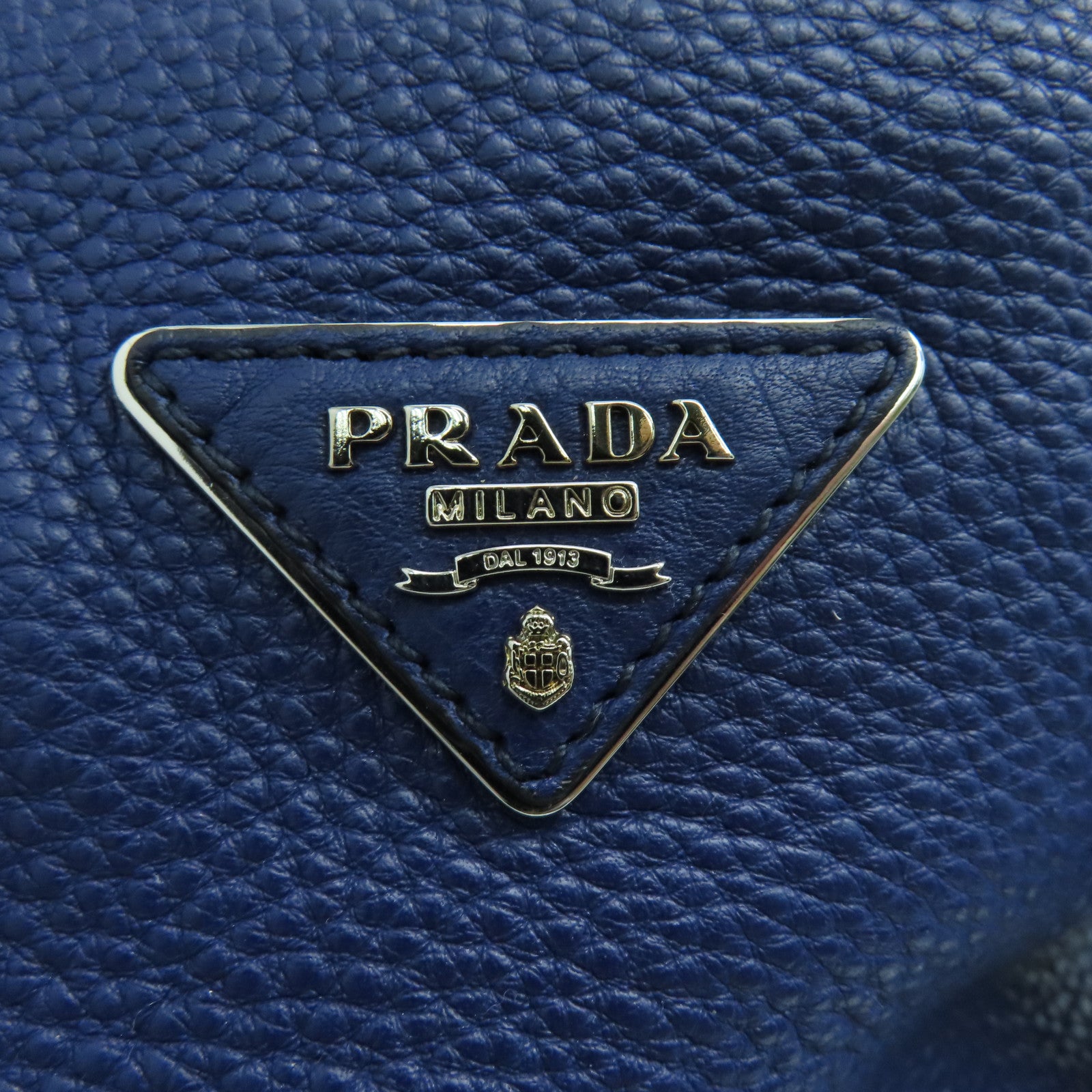 PRADA 【激減優惠】牛皮皮革2 Way Shoulder銀扣手挽肩背兩用袋藍色