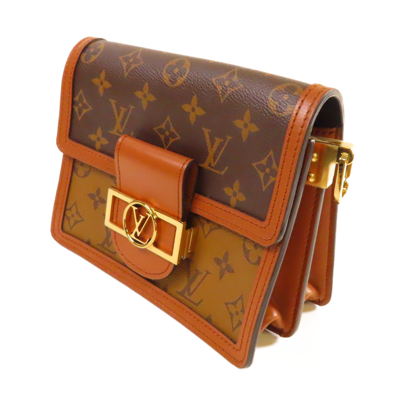 LOUIS VUITTON Monogram Mini Dauphine Shoulder Bag金扣肩背袋啡色
