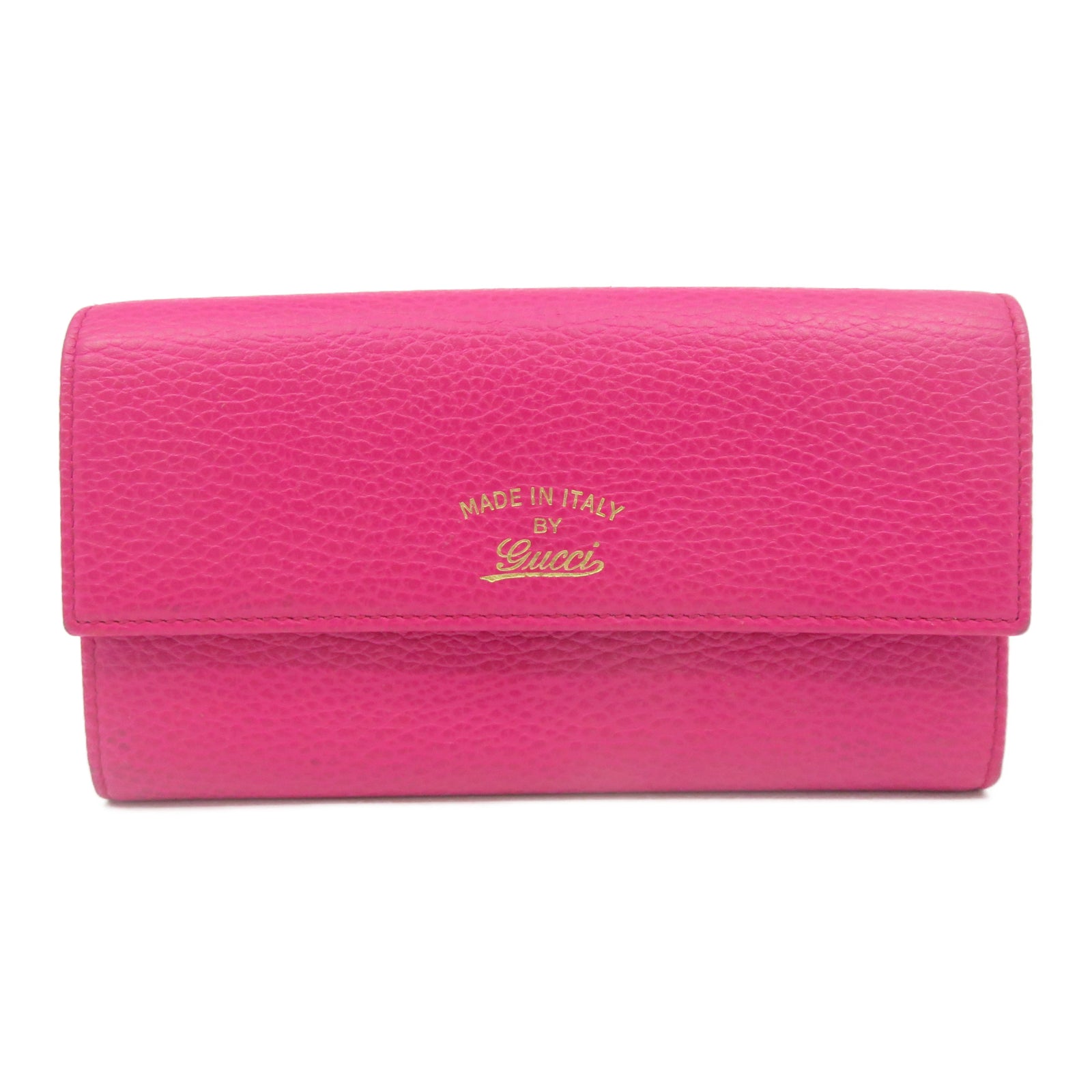 GUCCI [Sharp Discount] Cowhide Leather Wallet Gold Buckle Wallet Pink