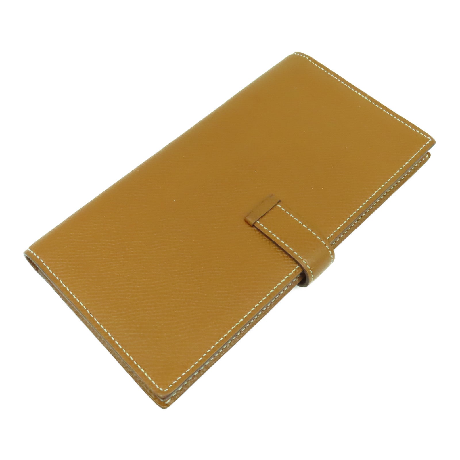 HERMES Epsom皮革Bearn bi-fold銀扣長錢包經典駝色