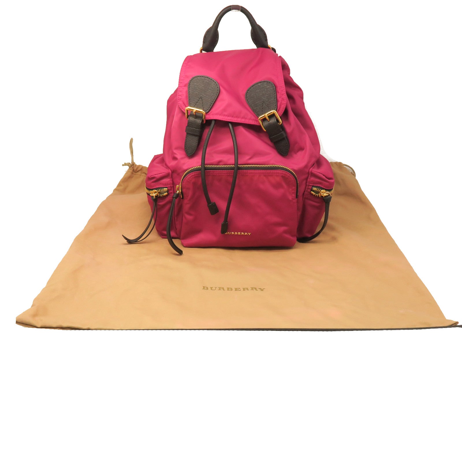 BURBERRY nylon Backpack gold buckle backpack purple