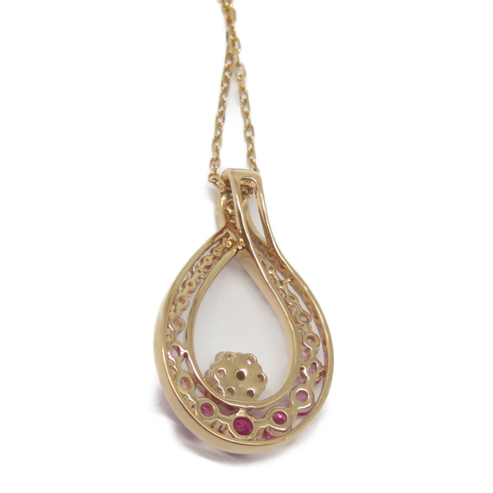 JEWELRY 18K玫瑰金Pink Sapphire Diamond Necklace 0.59ct粉紅色藍寶石/0.280ct鑽石項鍊