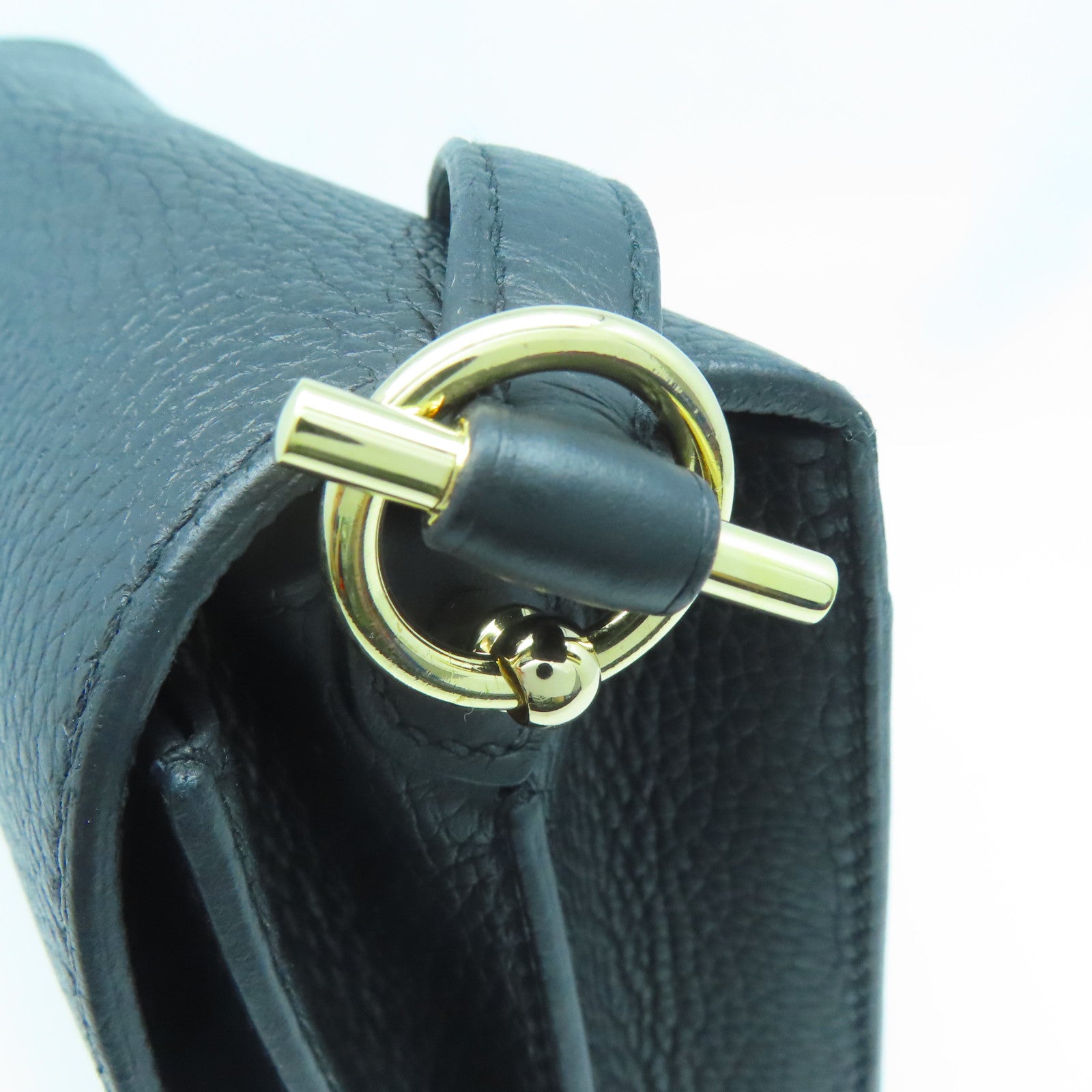 HERMES Clemence皮革Roulis 23金扣肩背袋黑色