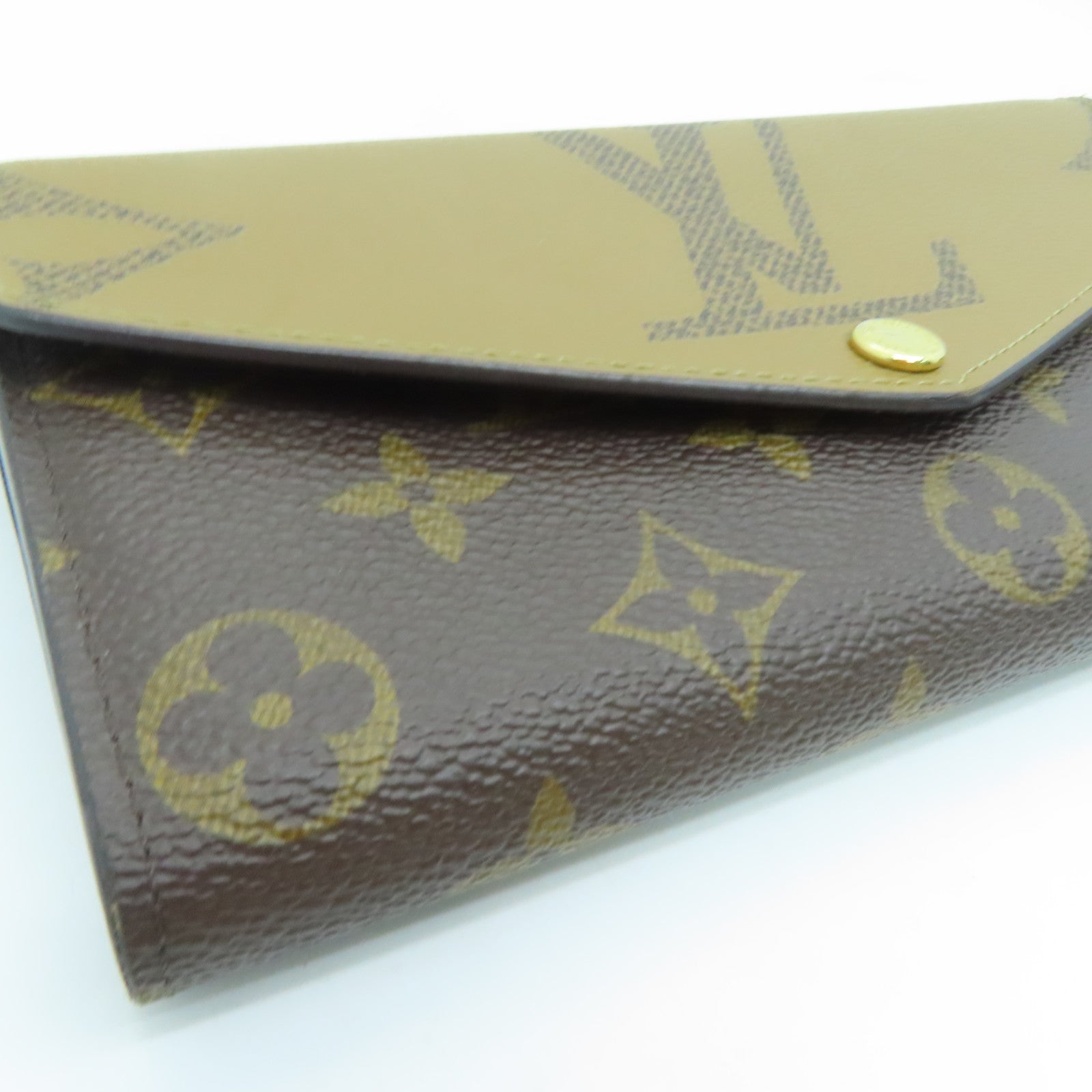 LOUIS VUITTON Monogram Sarah Gold Buckle Long Wallet Brown