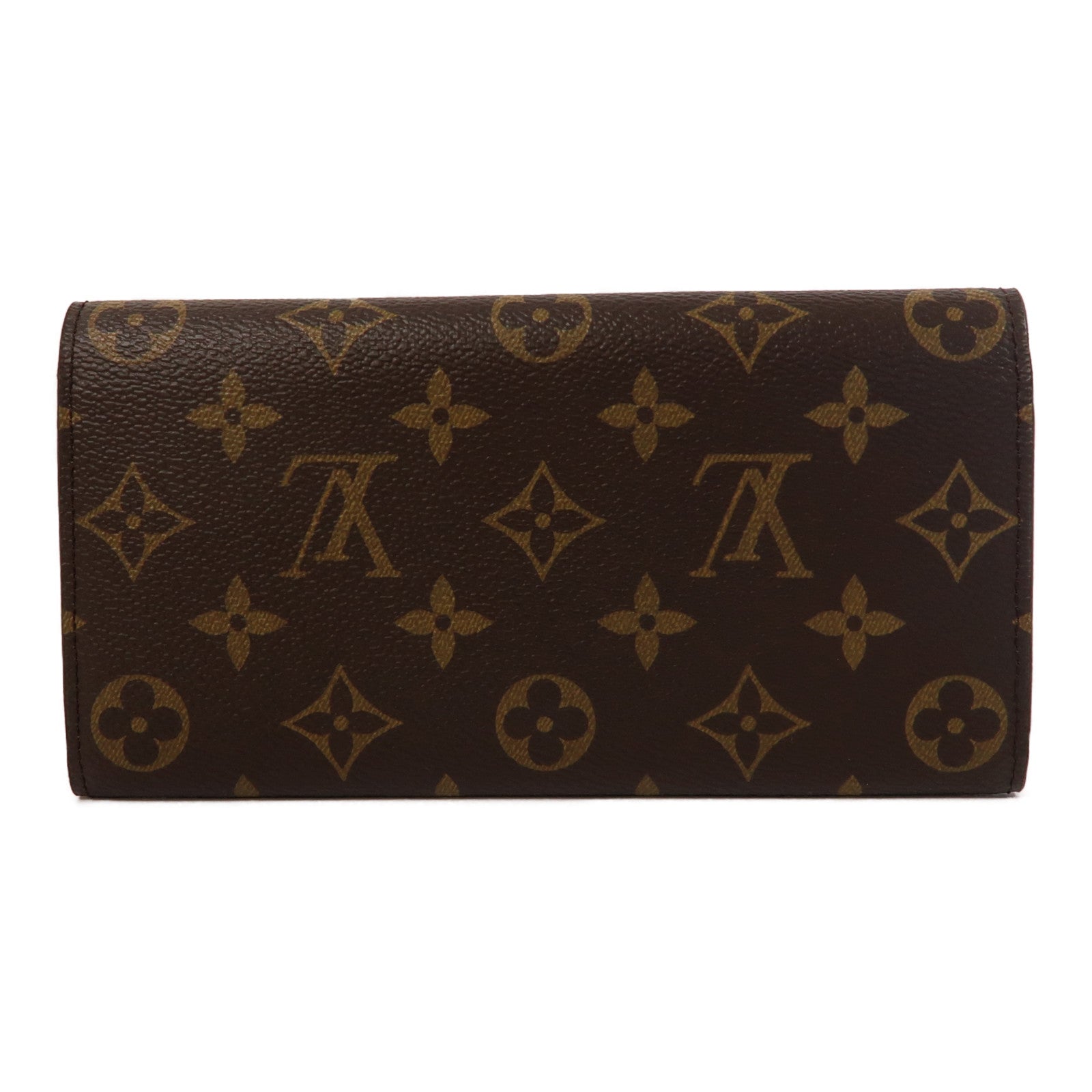 LOUIS VUITTON Monogram Emilie金扣長錢包啡色/粉紅色