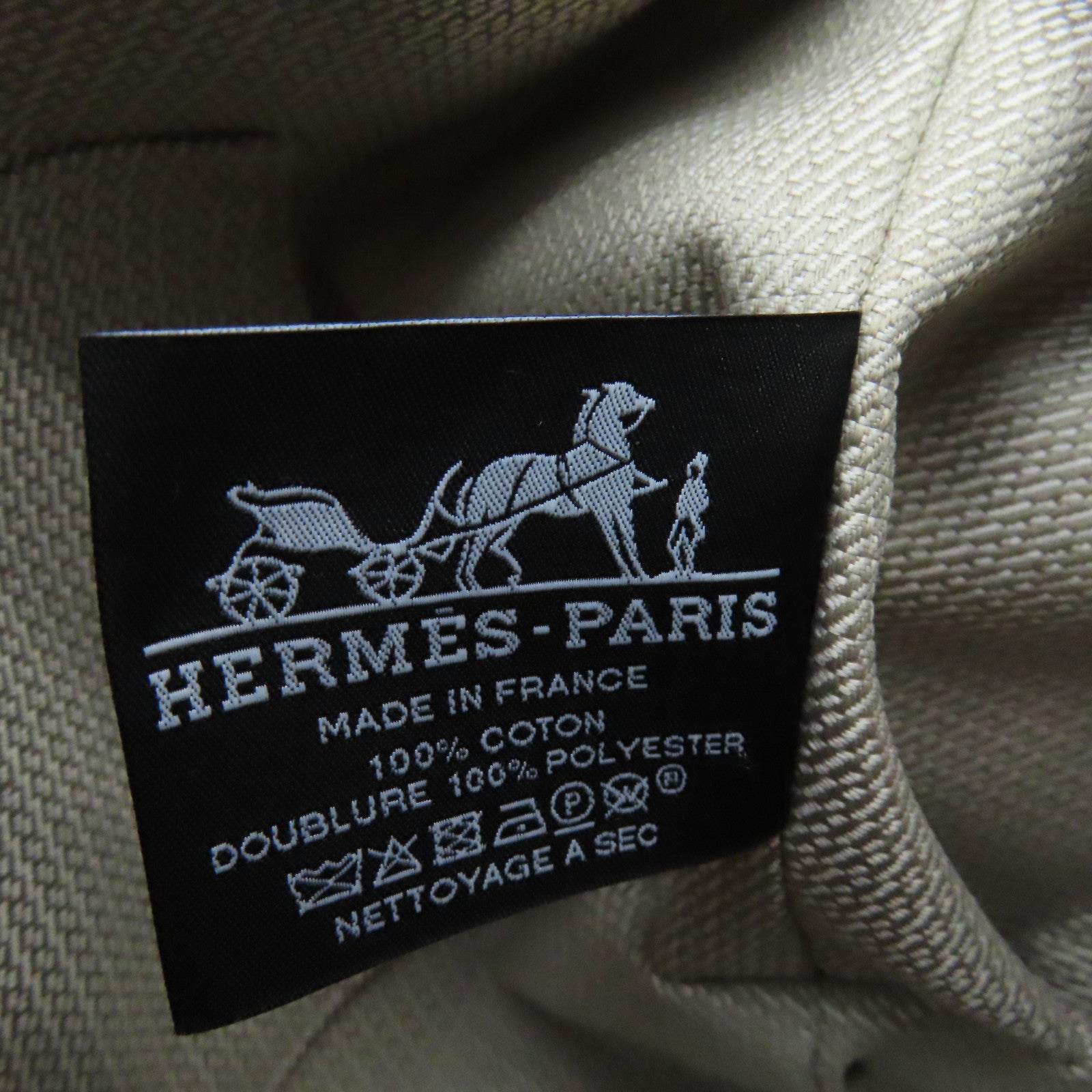 HERMES 帆布Bride-A-Bac Case Hand Bag銀扣手挽袋米色/橙色