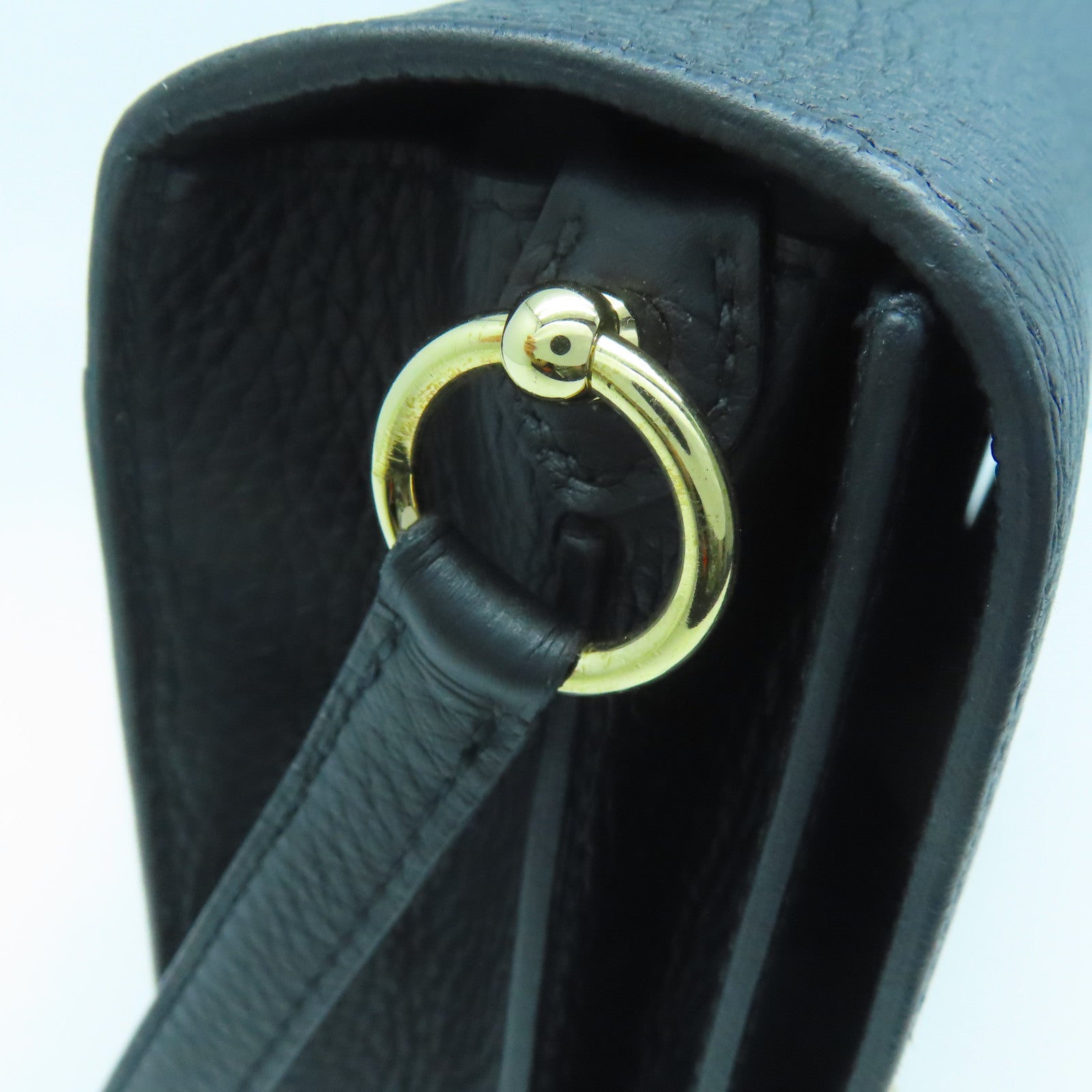 HERMES Clemence皮革Roulis 23金扣肩背袋黑色