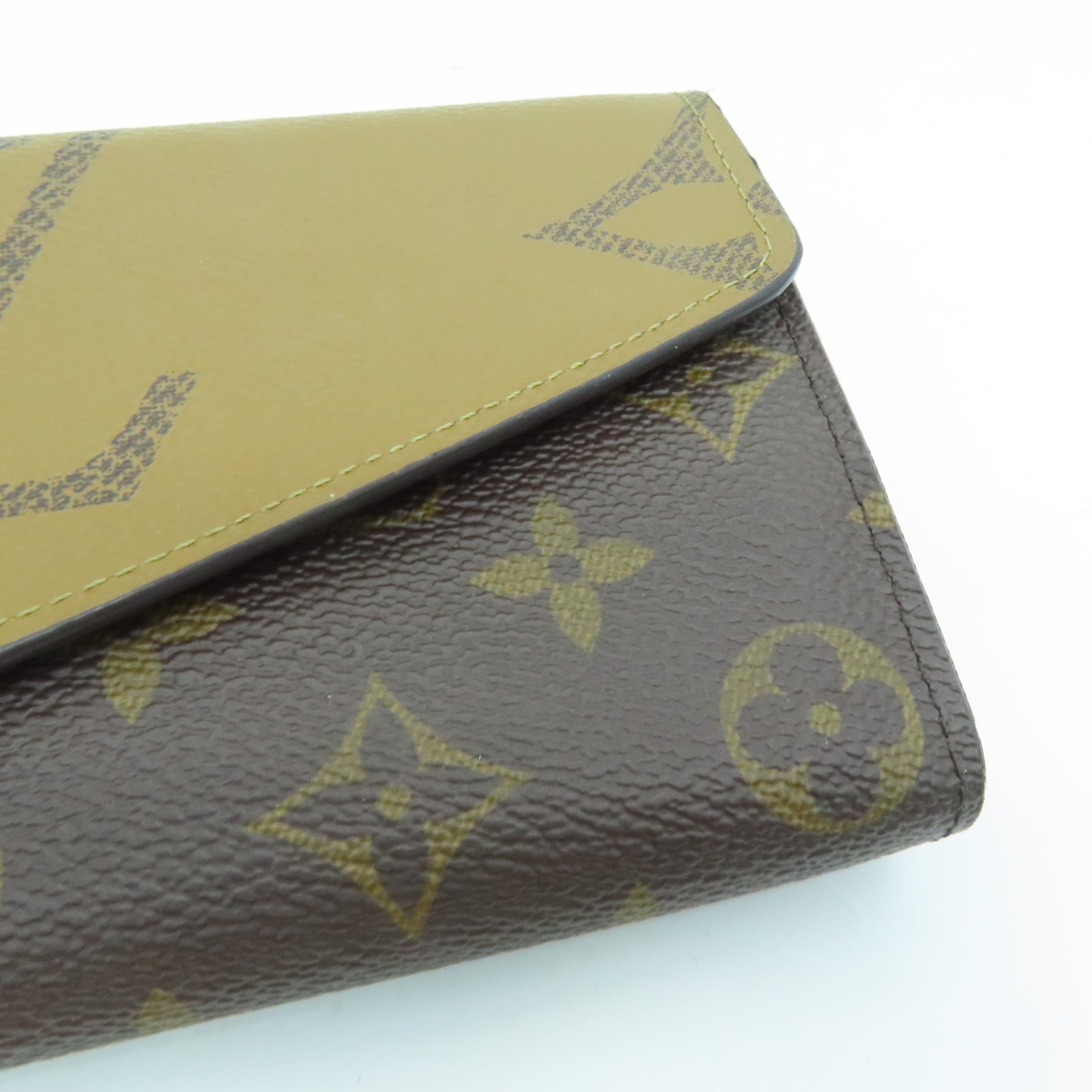 LOUIS VUITTON Monogram Sarah Gold Buckle Long Wallet Brown