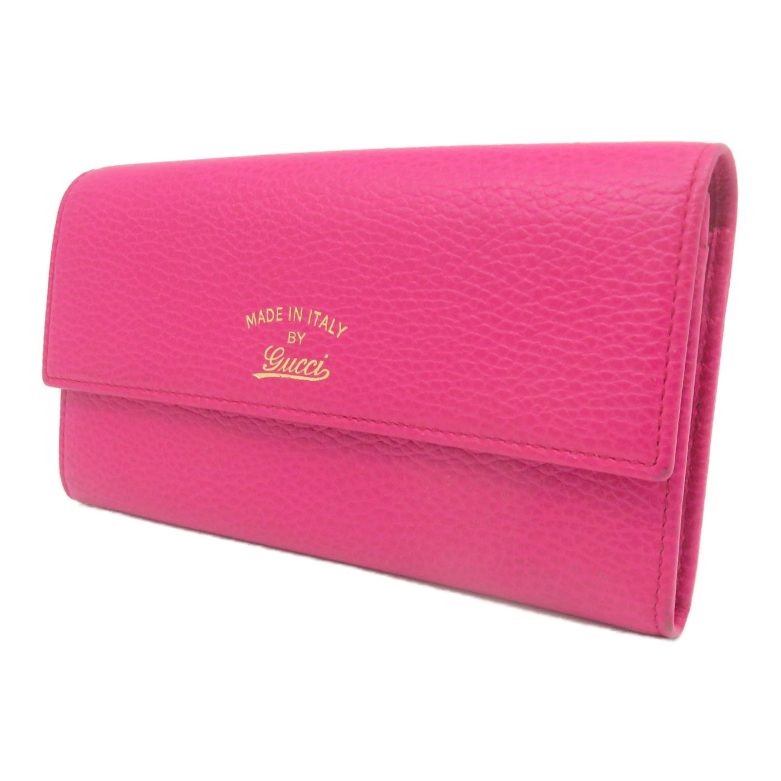 GUCCI [Sharp Discount] Cowhide Leather Wallet Gold Buckle Wallet Pink