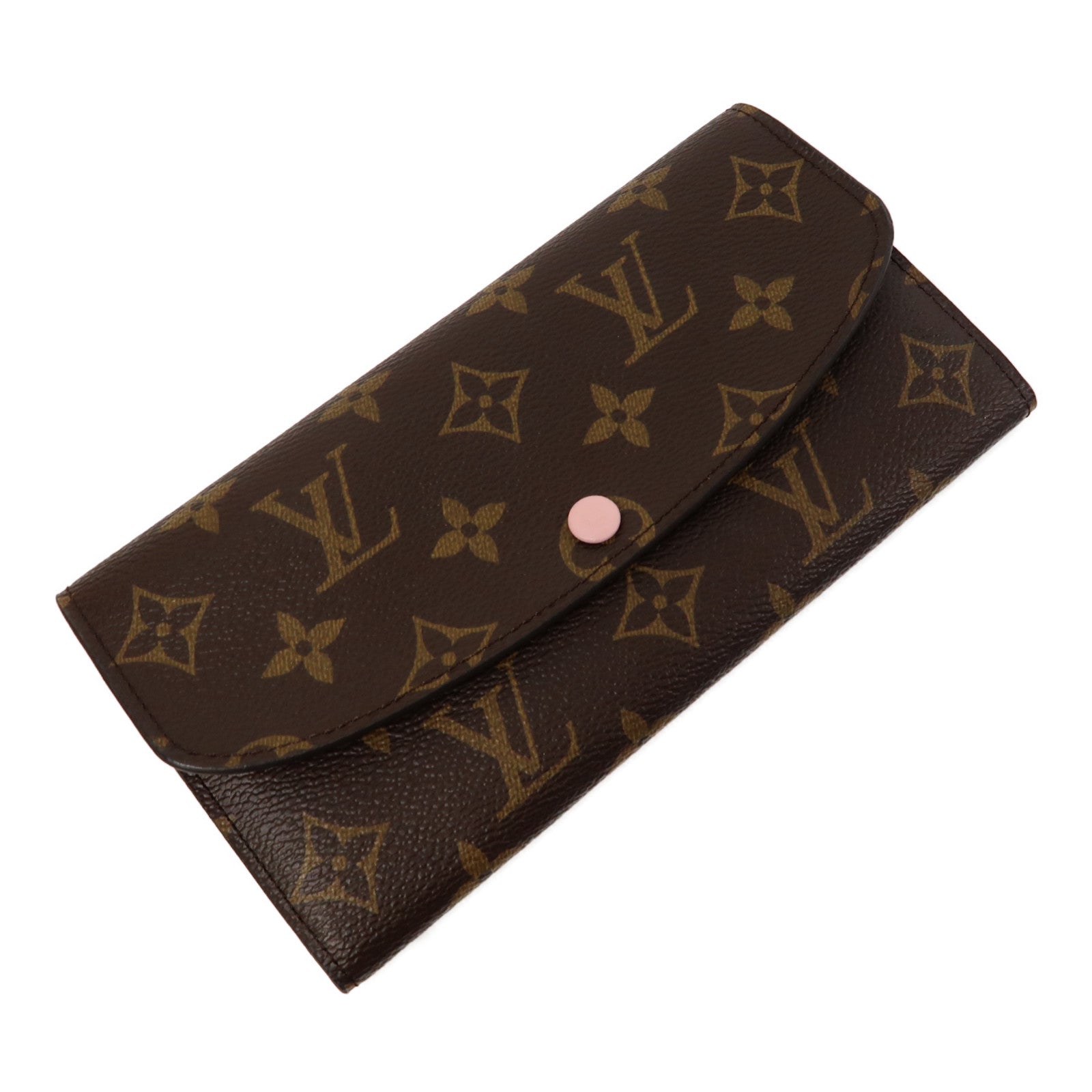 LOUIS VUITTON Monogram Emilie金扣長錢包啡色/粉紅色